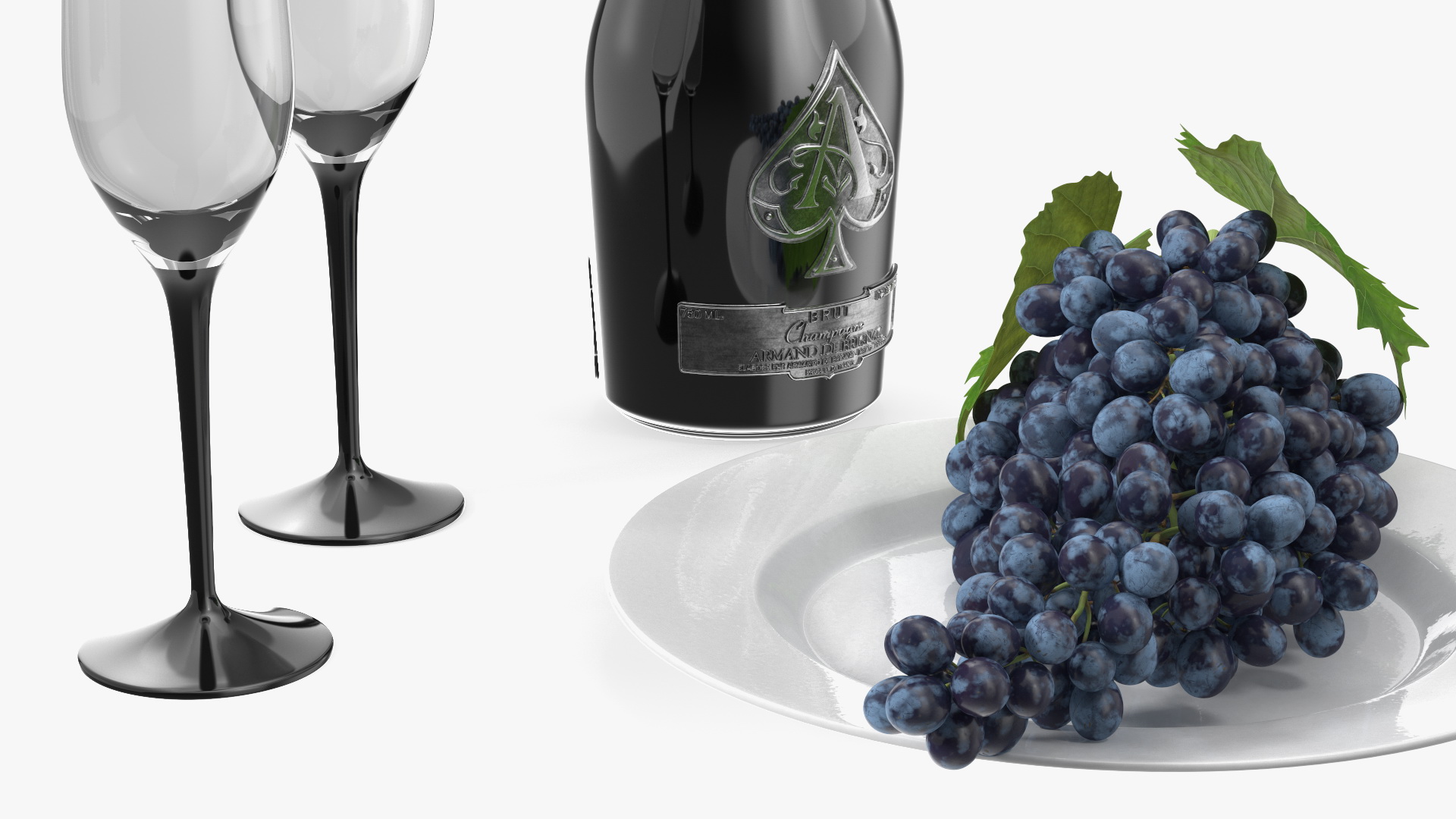 3D model Ace of Spades Champagne with Grapes