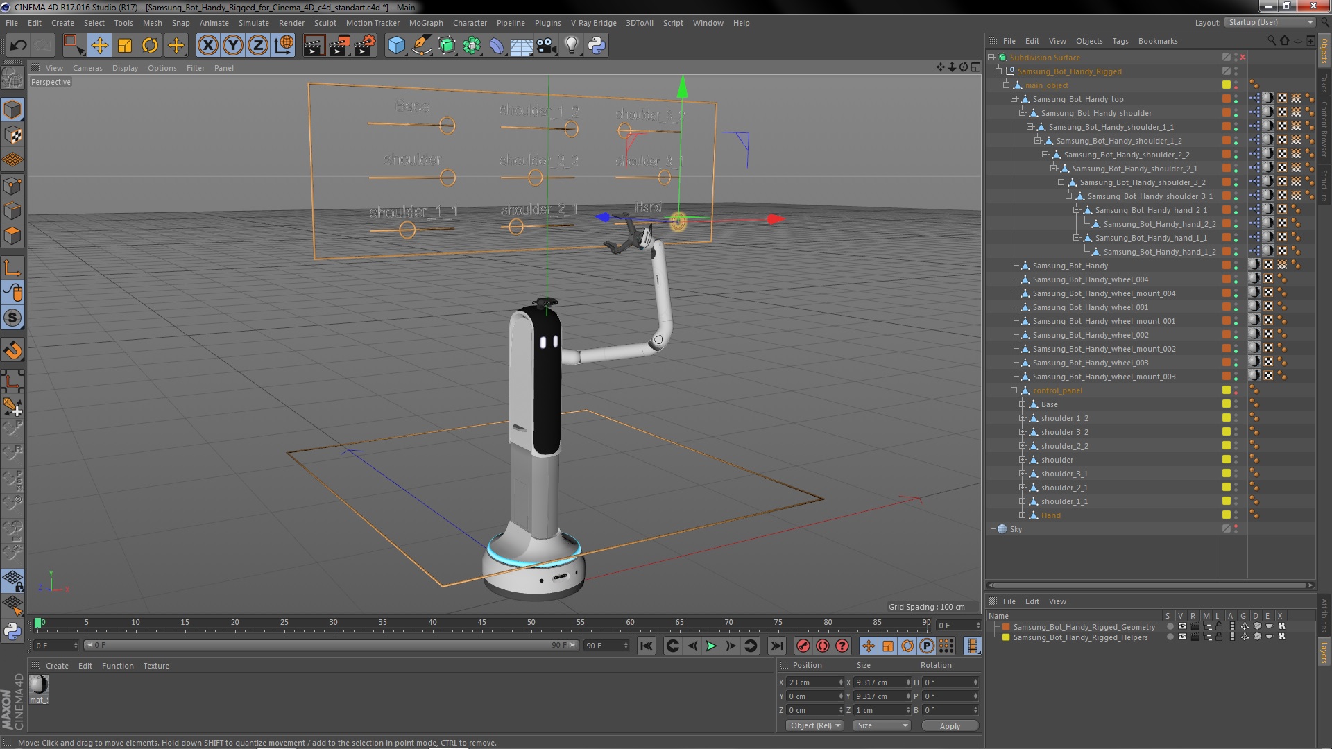 3D Samsung Bot Handy Rigged for Cinema 4D model