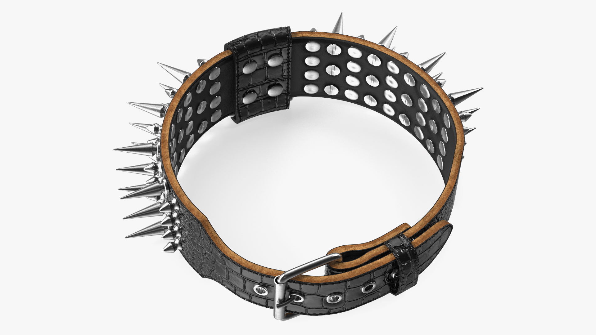 3D Dog Collar with Spikes Black model