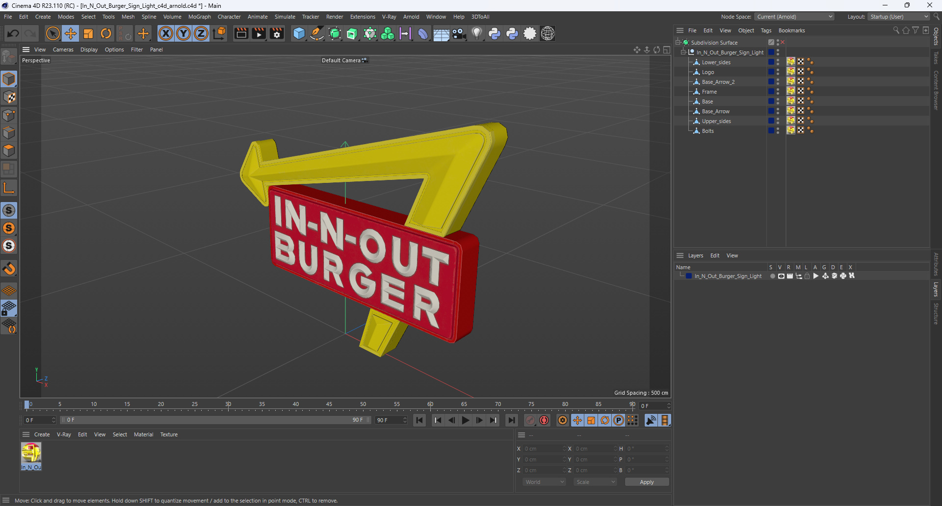 3D In N Out Burger Sign Light