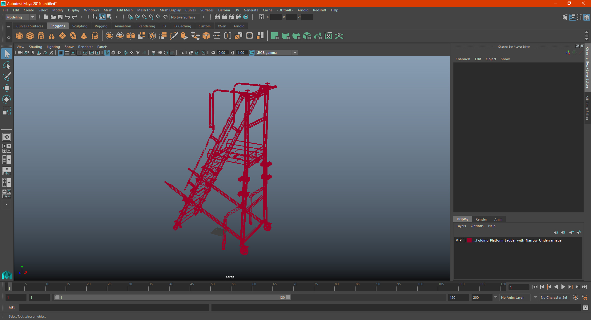 Folding Platform Ladder with Narrow Undercarriage 3D model