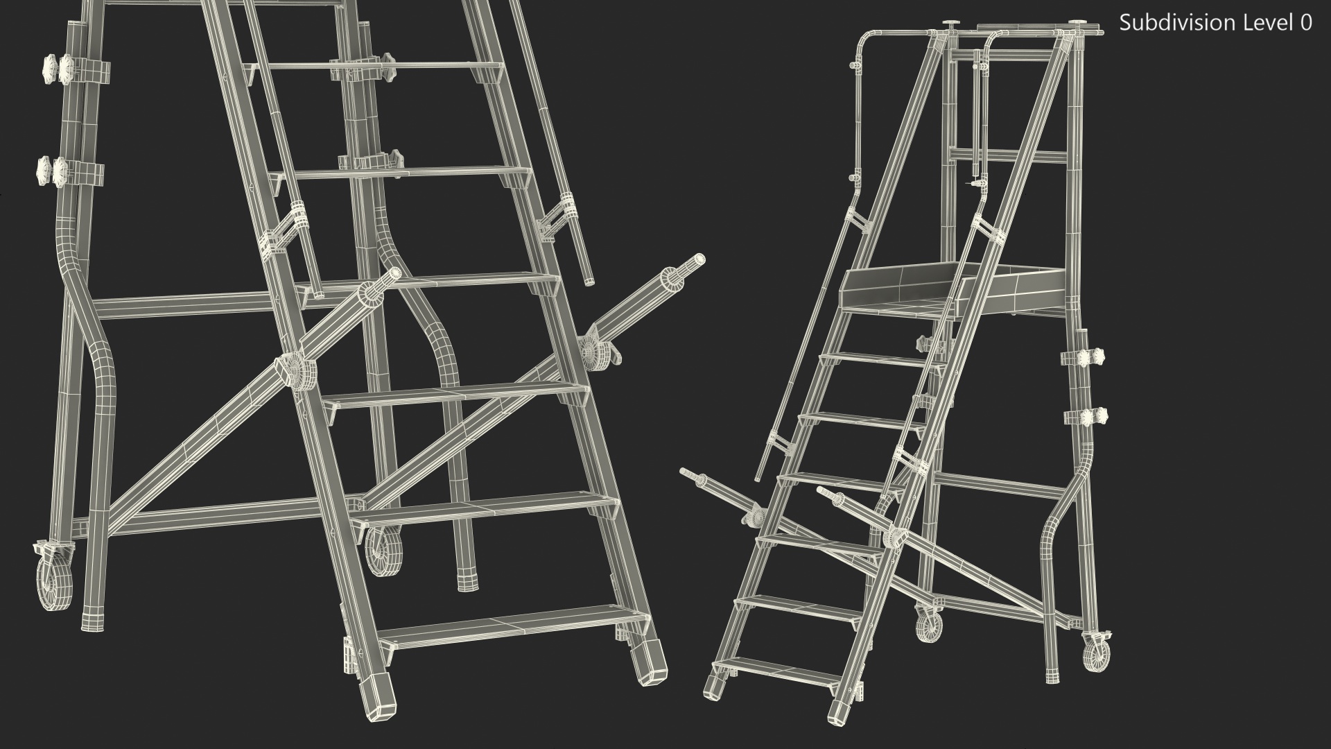 Folding Platform Ladder with Narrow Undercarriage 3D model