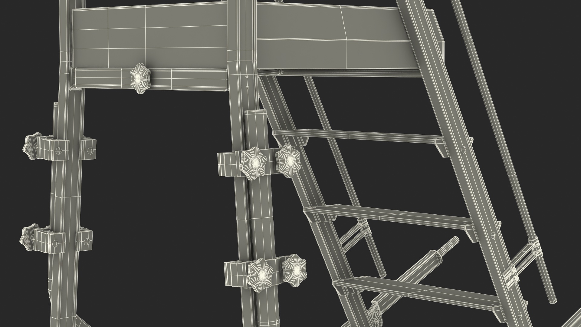 Folding Platform Ladder with Narrow Undercarriage 3D model