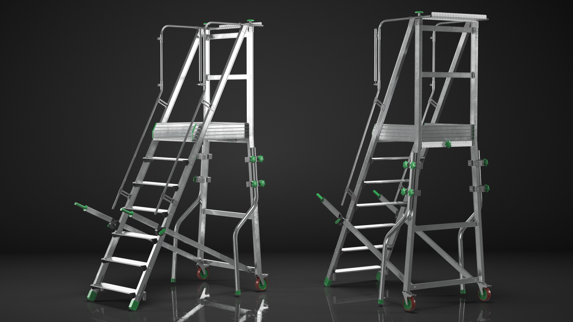 Folding Platform Ladder with Narrow Undercarriage 3D model