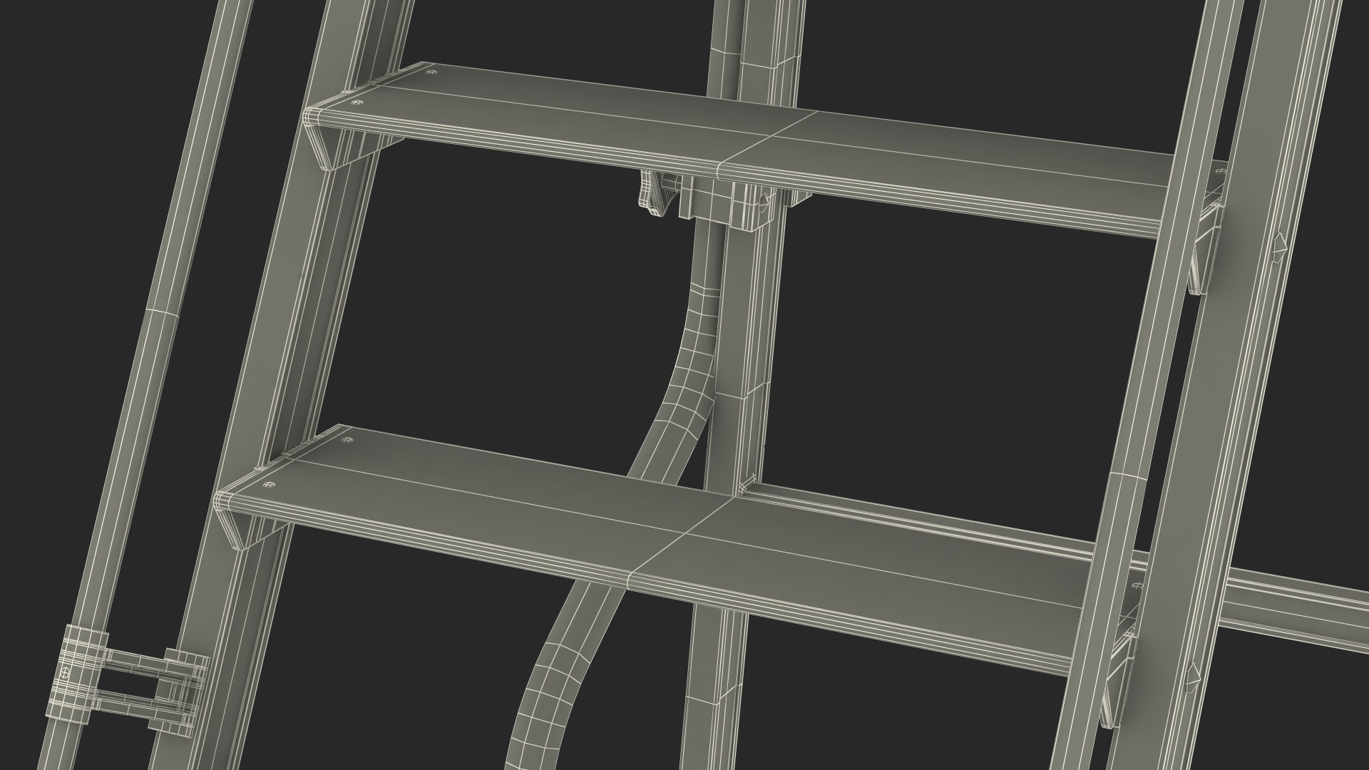 Folding Platform Ladder with Narrow Undercarriage 3D model