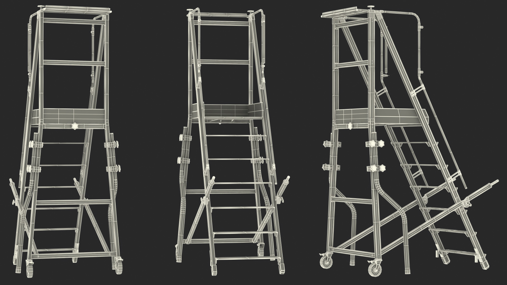 Folding Platform Ladder with Narrow Undercarriage 3D model