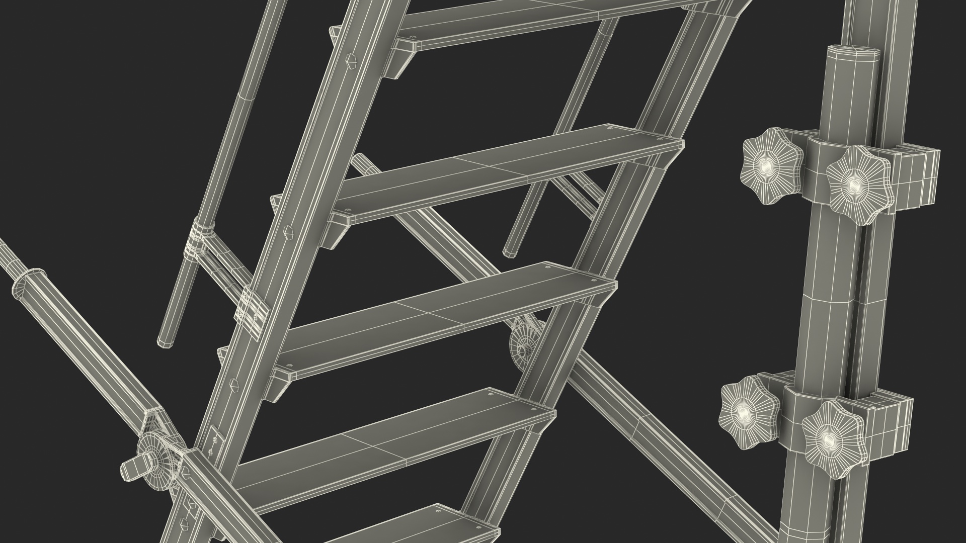 Folding Platform Ladder with Narrow Undercarriage 3D model