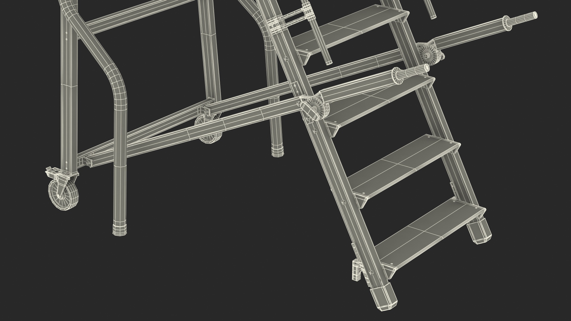 Folding Platform Ladder with Narrow Undercarriage 3D model