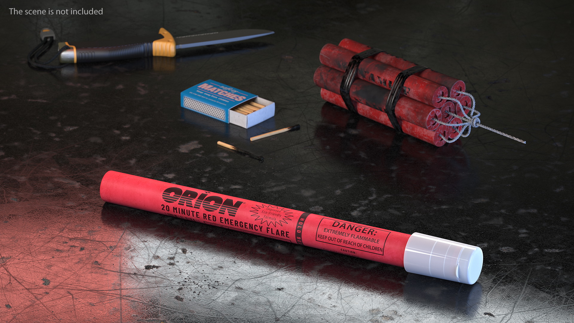 Orion Safety 20 Minute Red Road Flare 3D