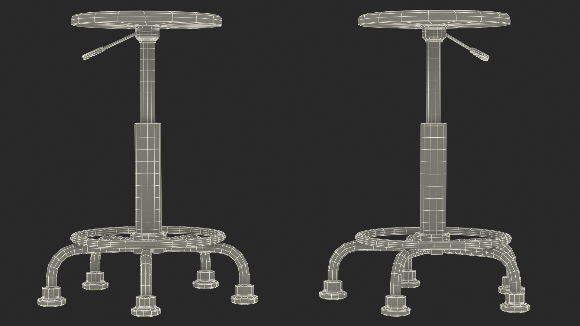 3D model Retro Wood and Metal Drafting Stool