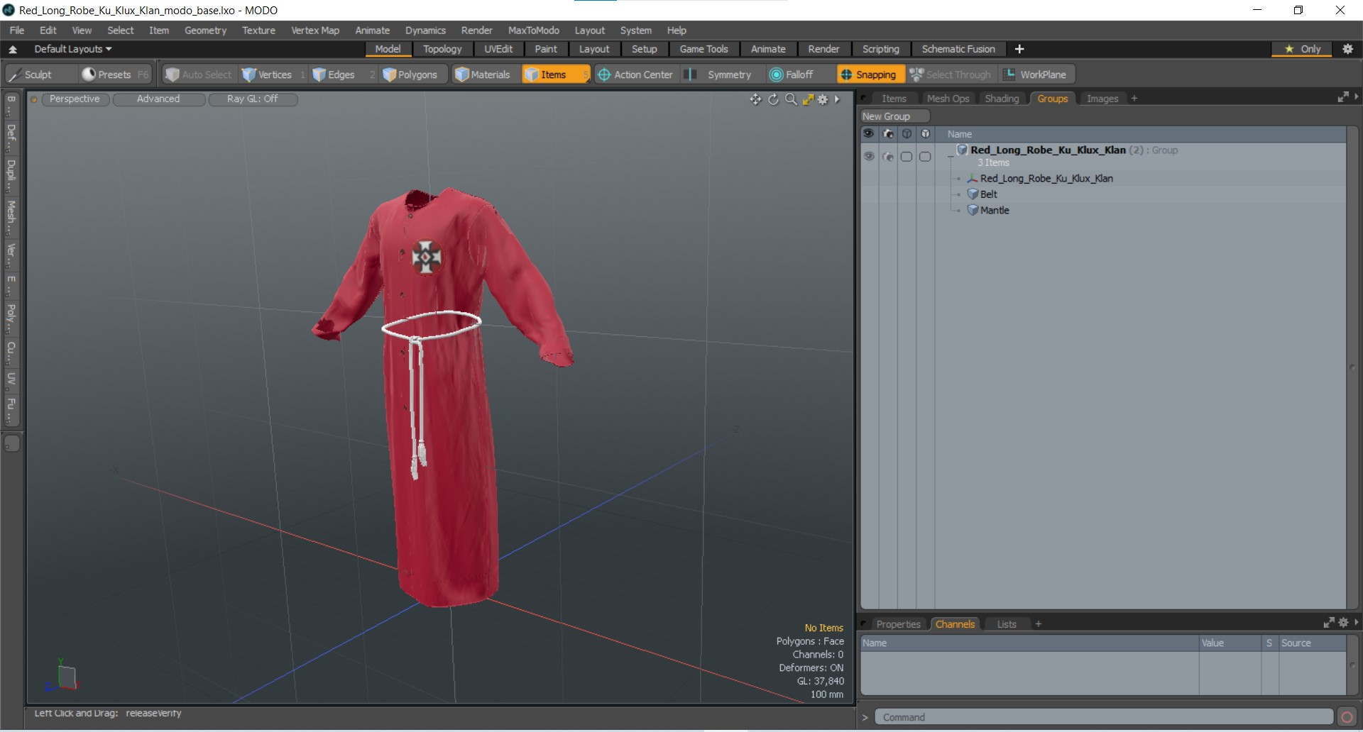 3D Red Long Robe Ku Klux Klan