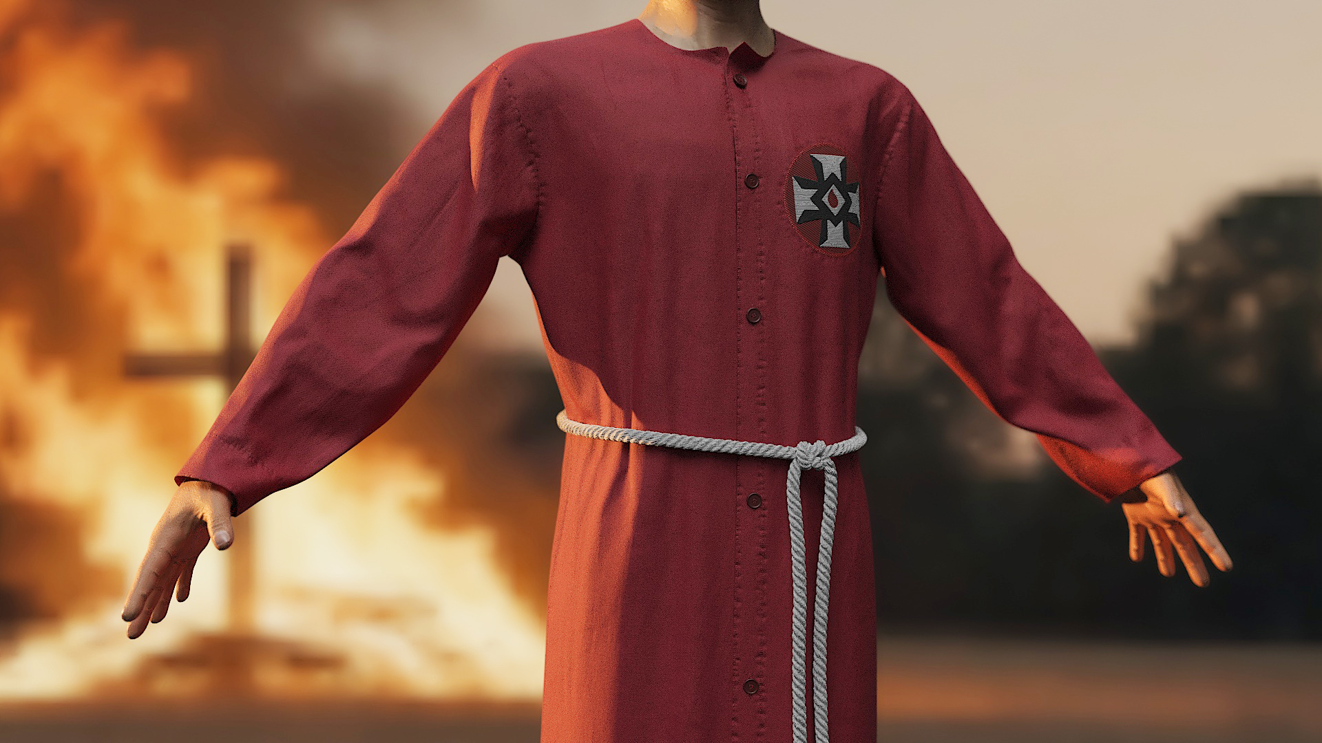 3D Red Long Robe Ku Klux Klan