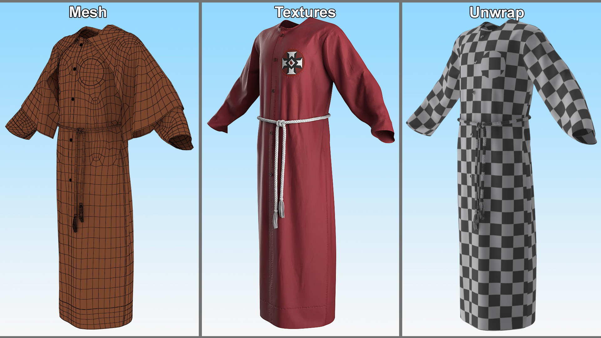 3D Red Long Robe Ku Klux Klan