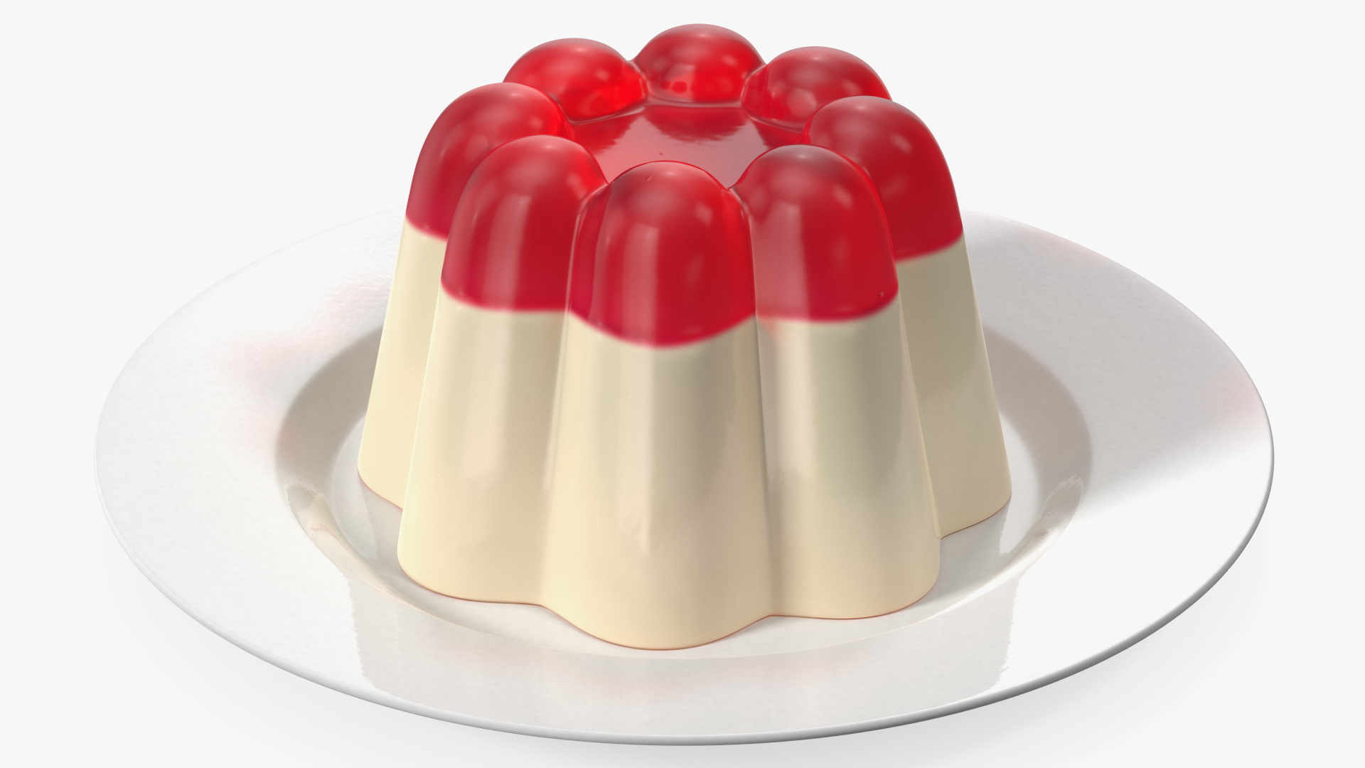 3D Jelly Pudding Chery Milk on Plate model