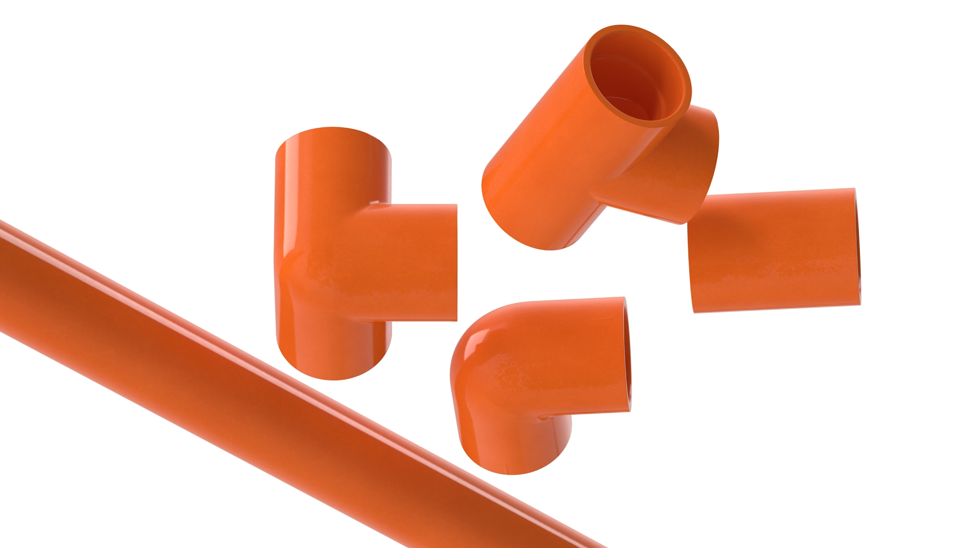 Five Different PVC Fittings 5.1D 3D