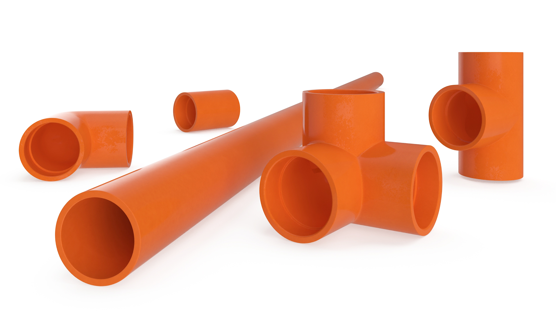 Five Different PVC Fittings 5.1D 3D