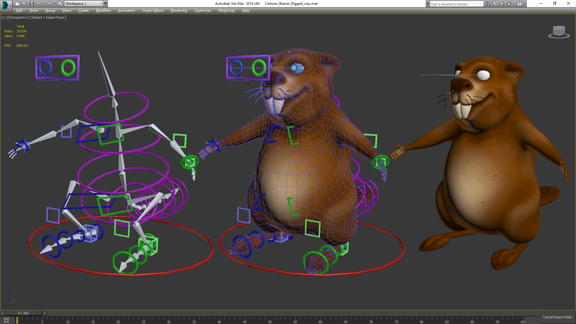 3D Cartoon Beaver Rigged