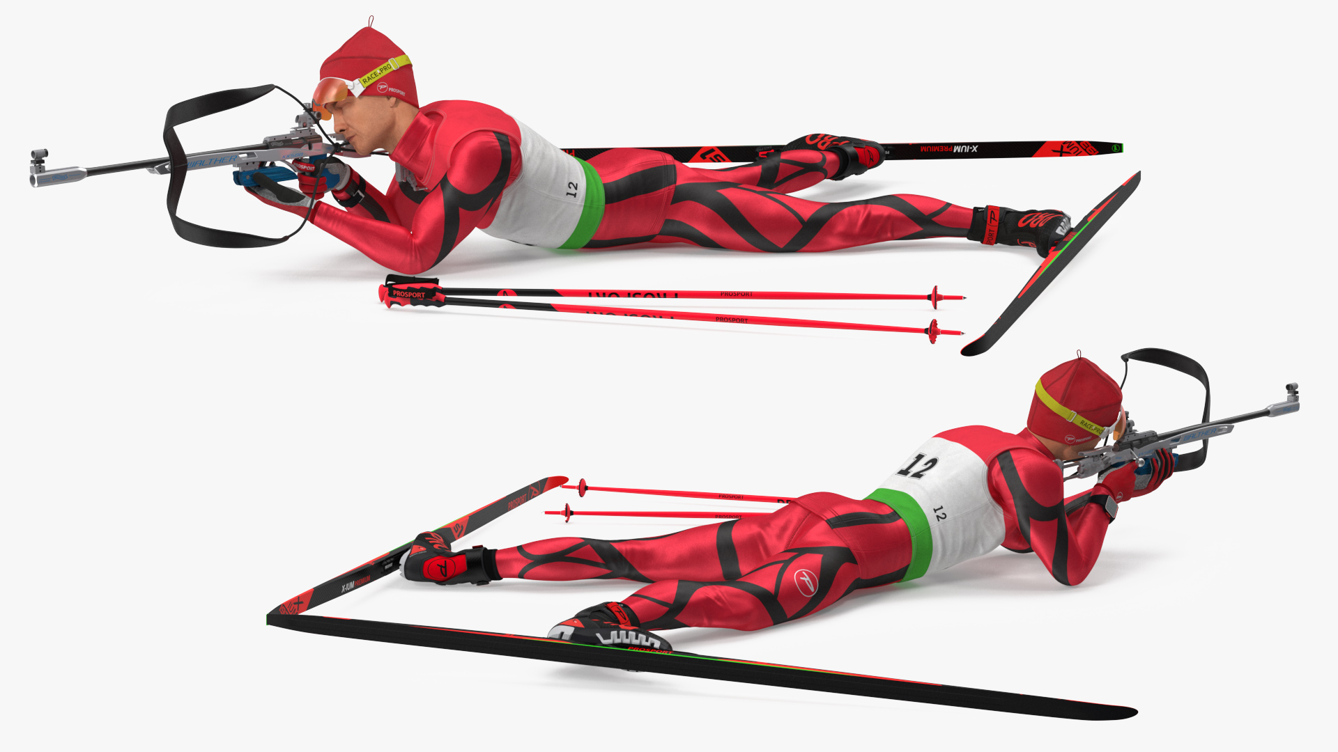 3D Biathlete Fully Equipped Rigged