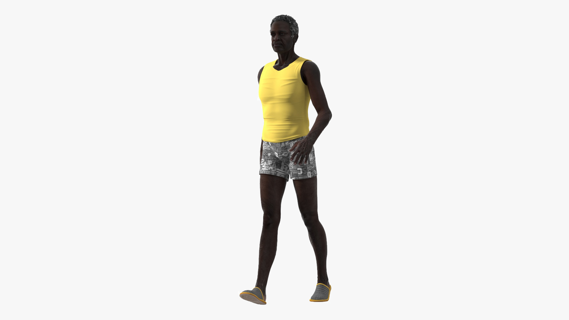 3D Afro American Grandpa Wearing Pajamas Rigged for Cinema 4D model