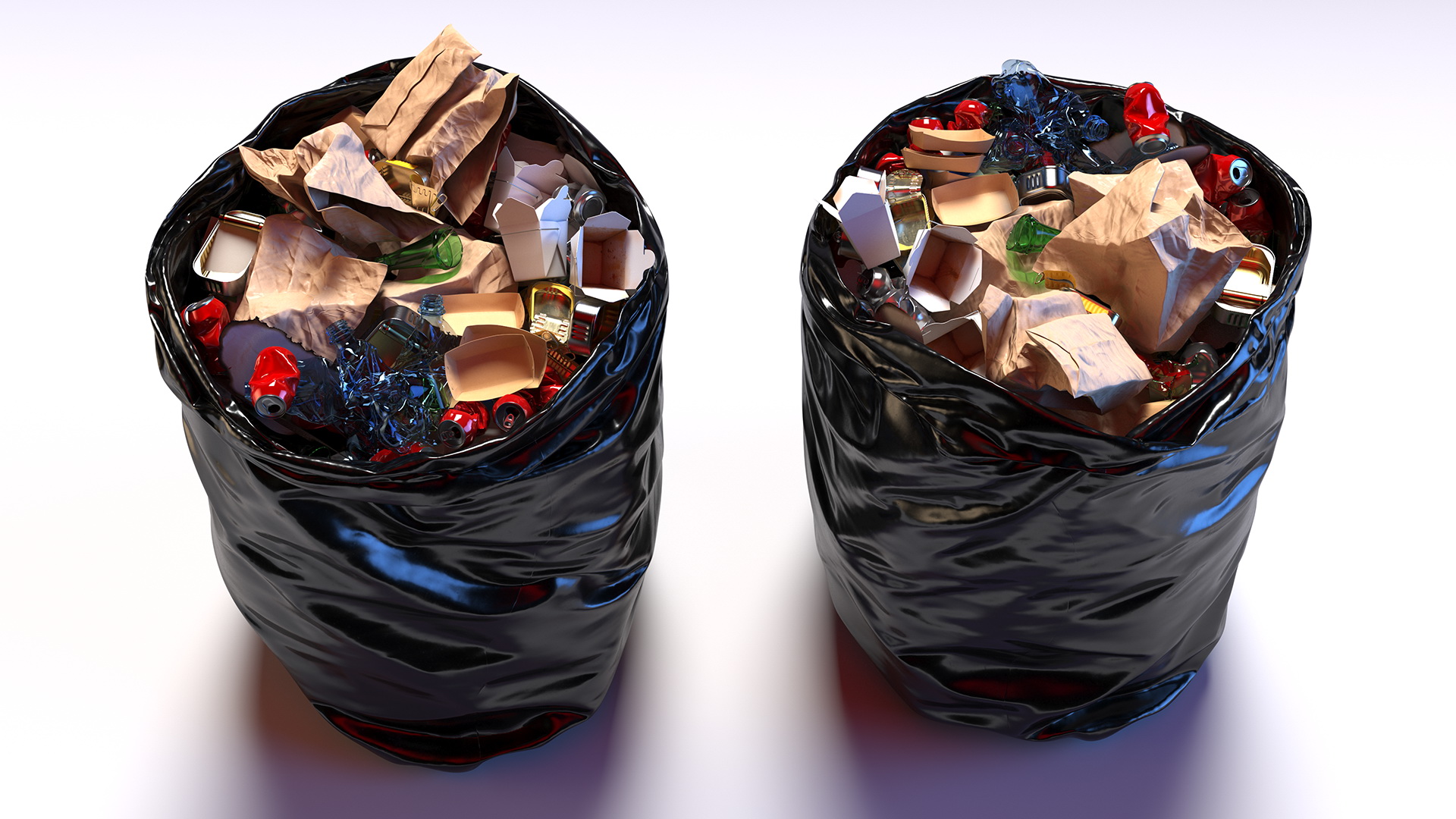 3D model Full Trash Bag Black