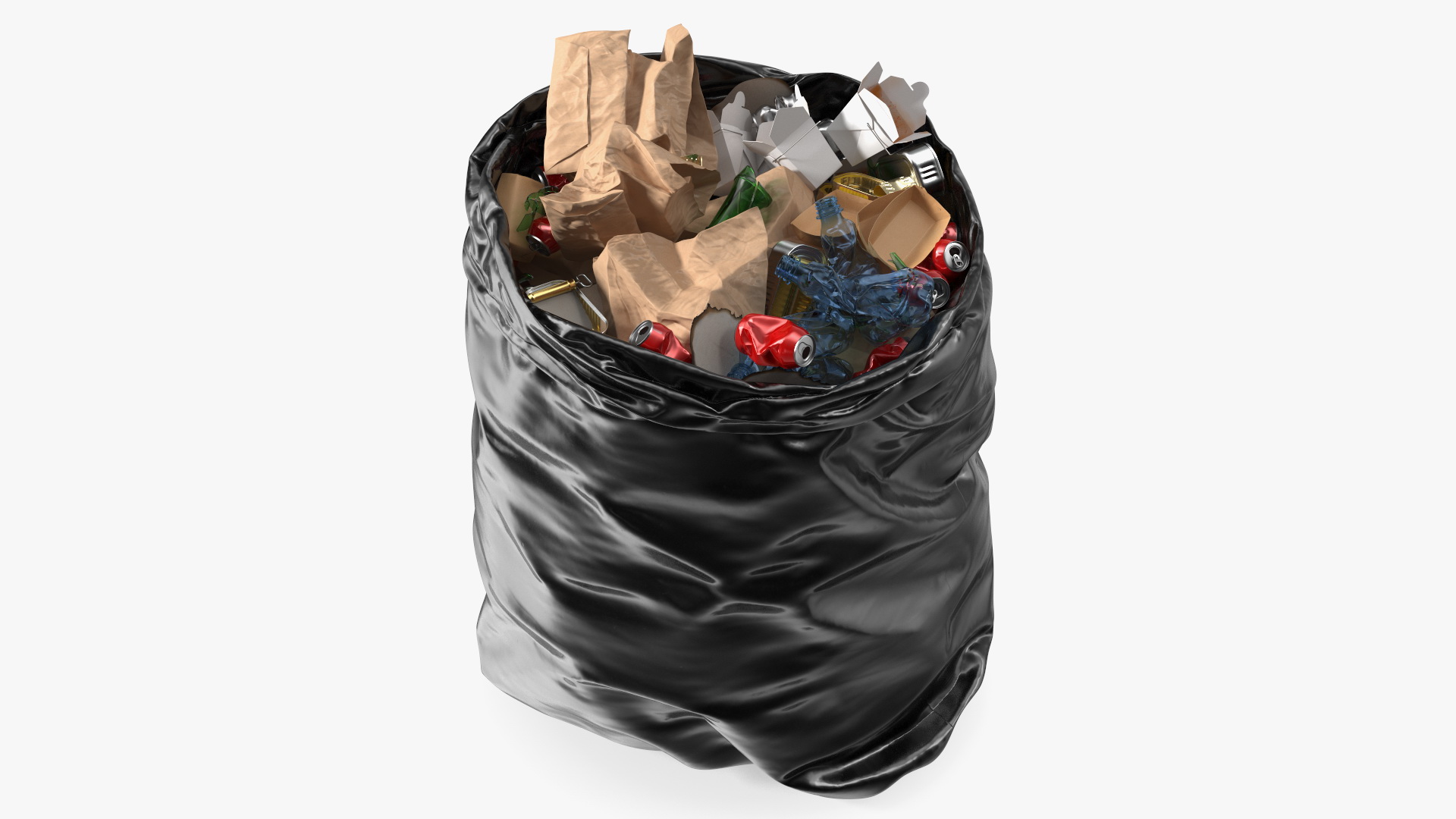 3D model Full Trash Bag Black