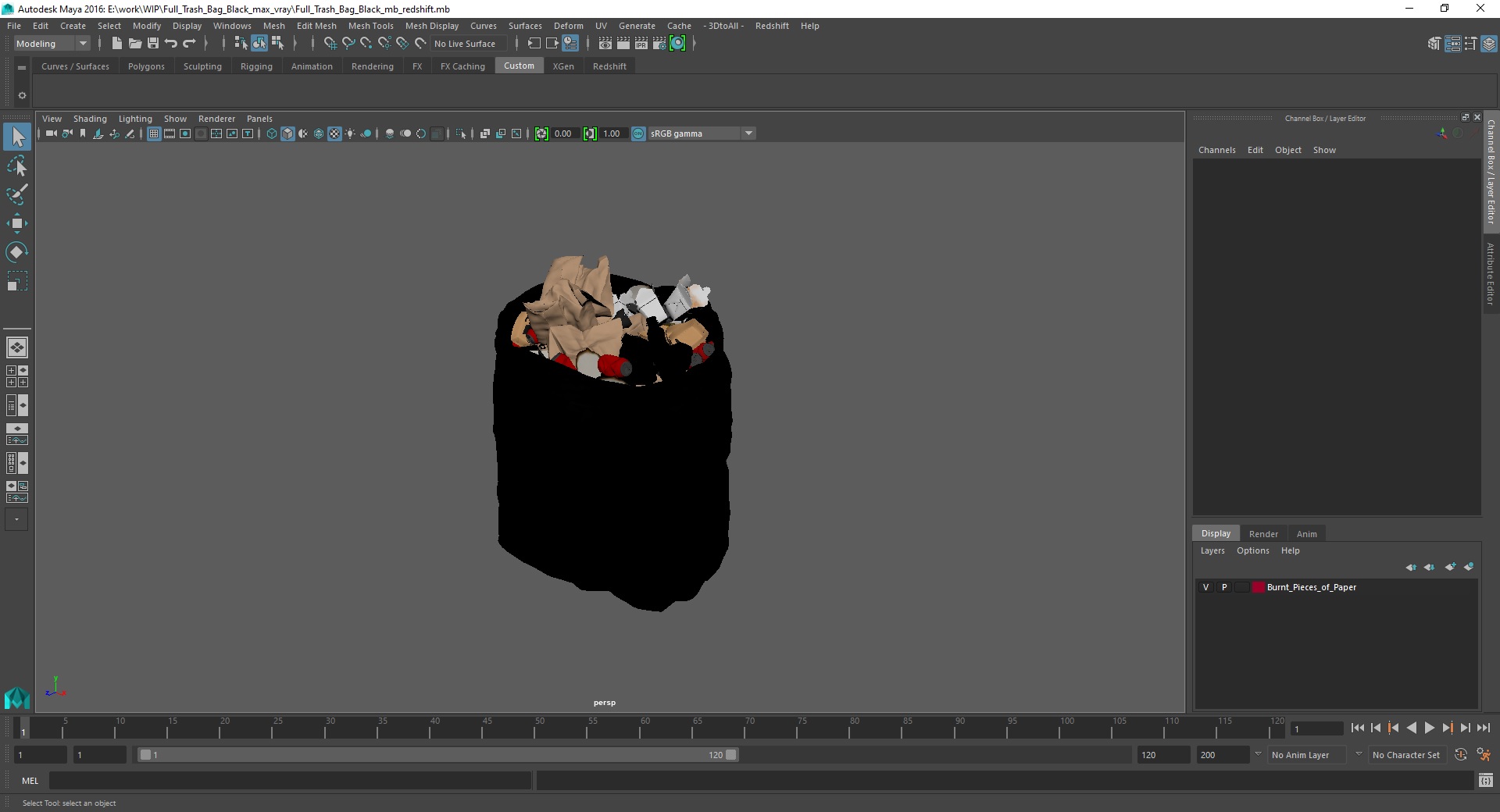 3D model Full Trash Bag Black