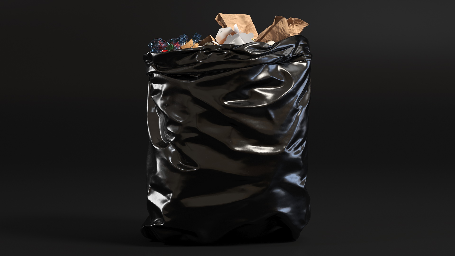 3D model Full Trash Bag Black