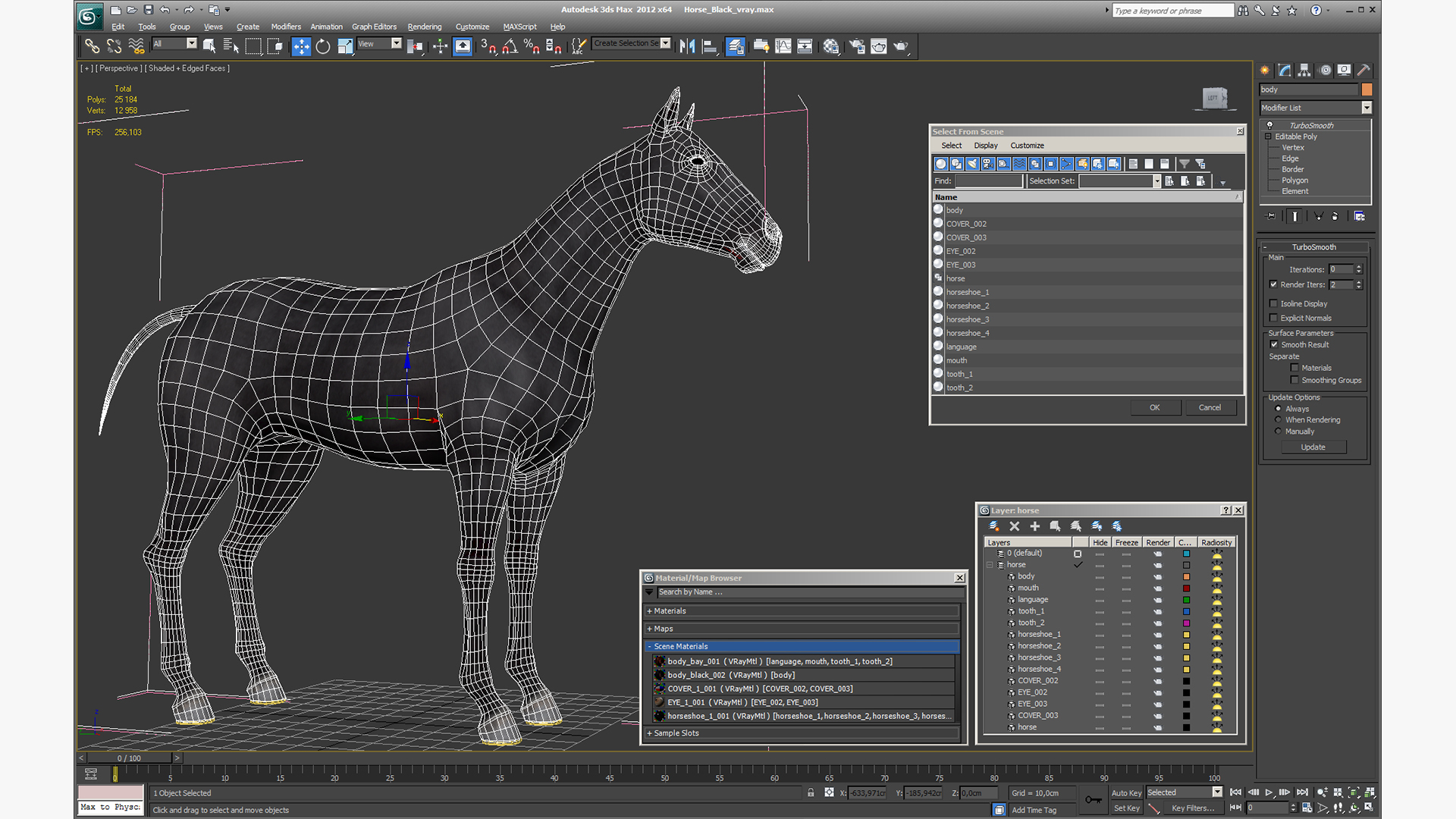 3D Horse Black