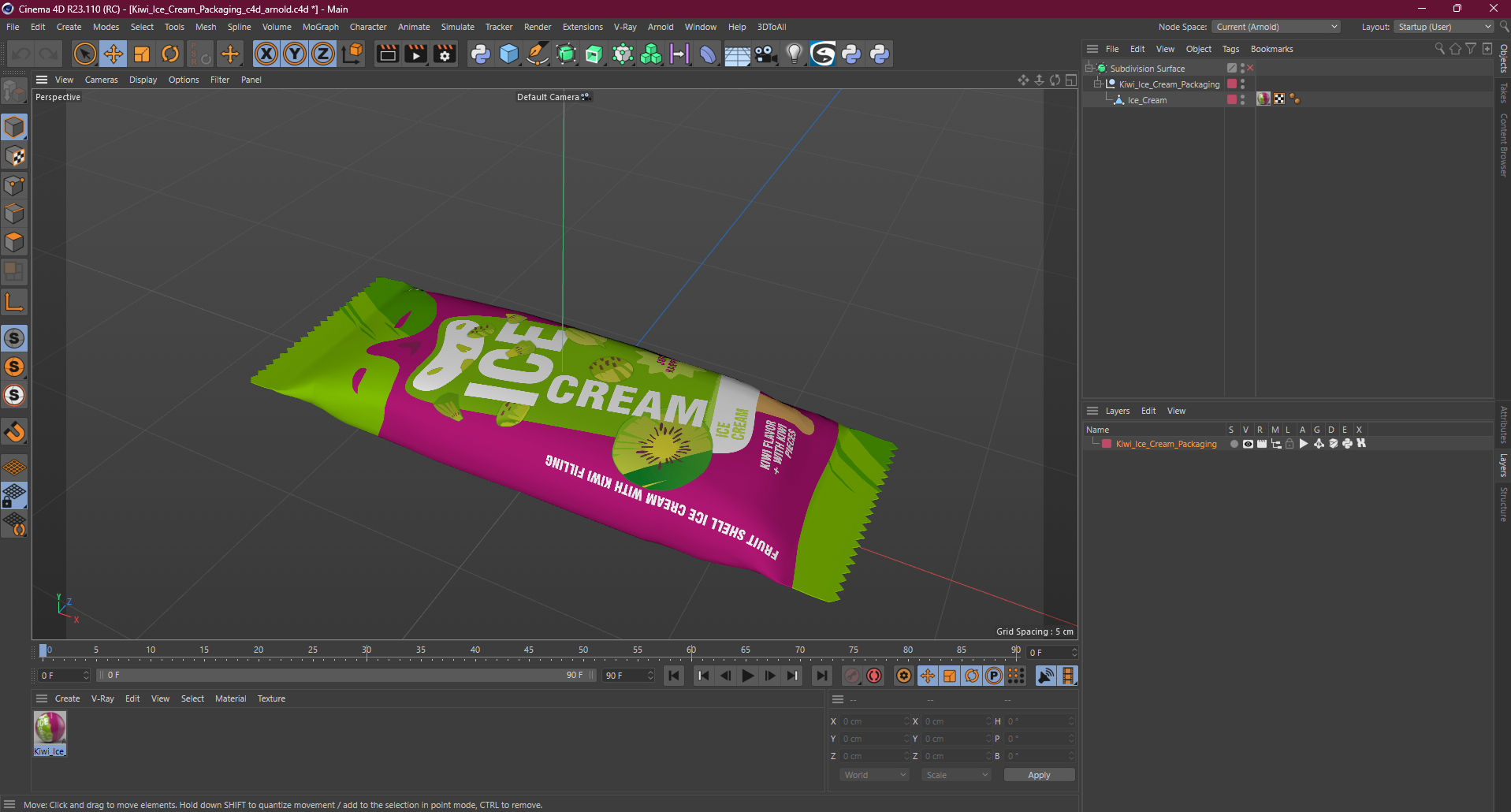 Kiwi Ice Cream Packaging 3D model