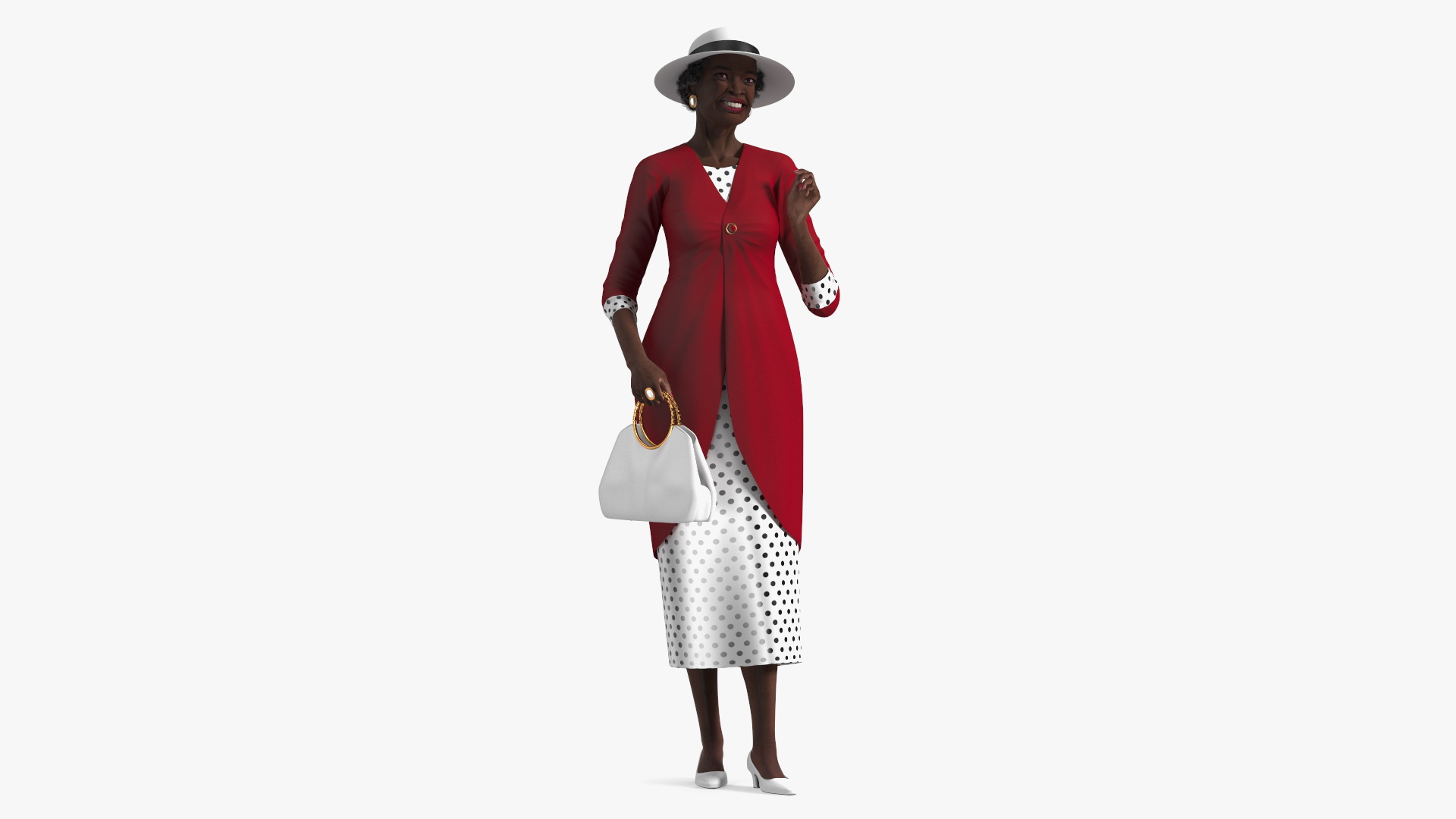 Afro American Grandma Party Dress Standing 3D