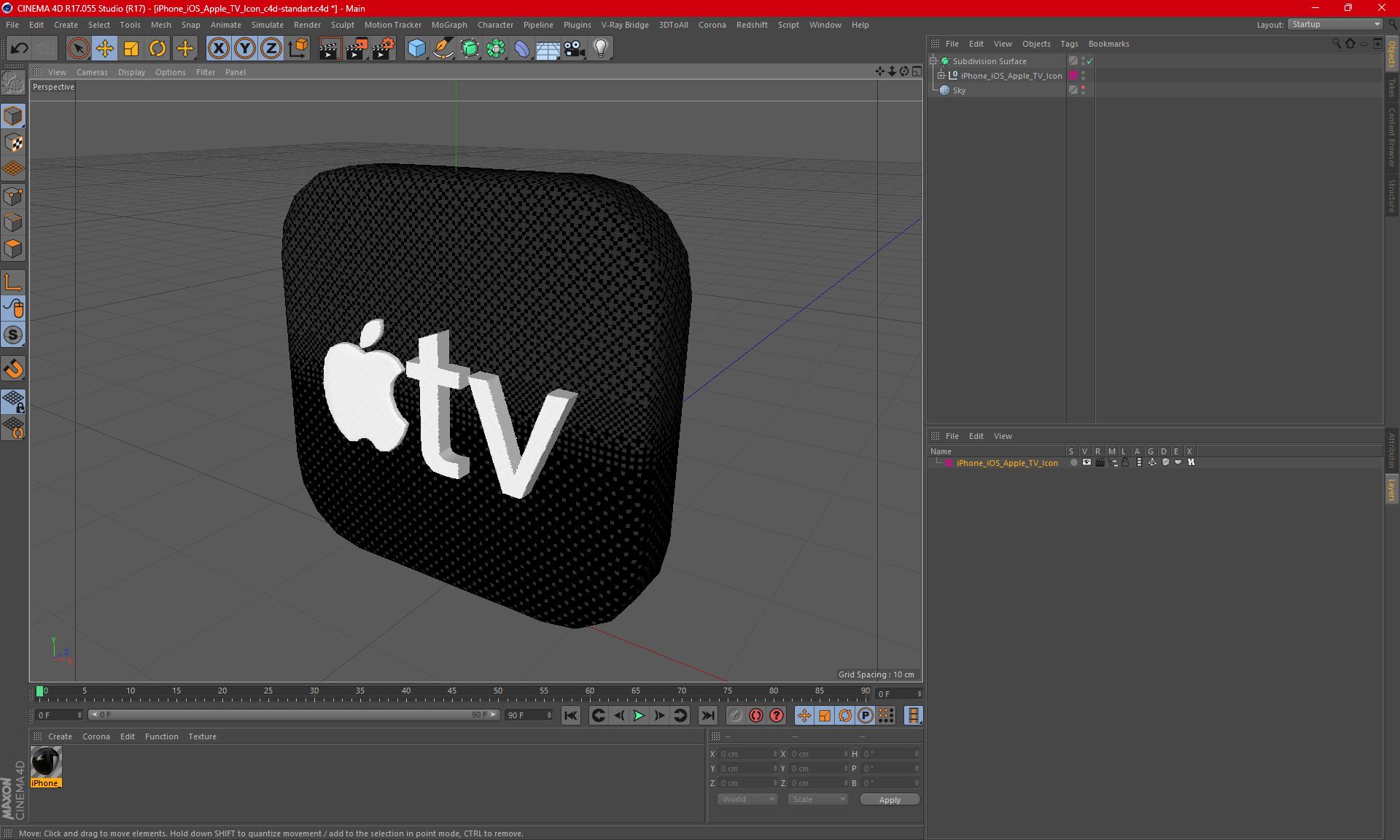 iPhone iOS Apple TV Icon 3D model