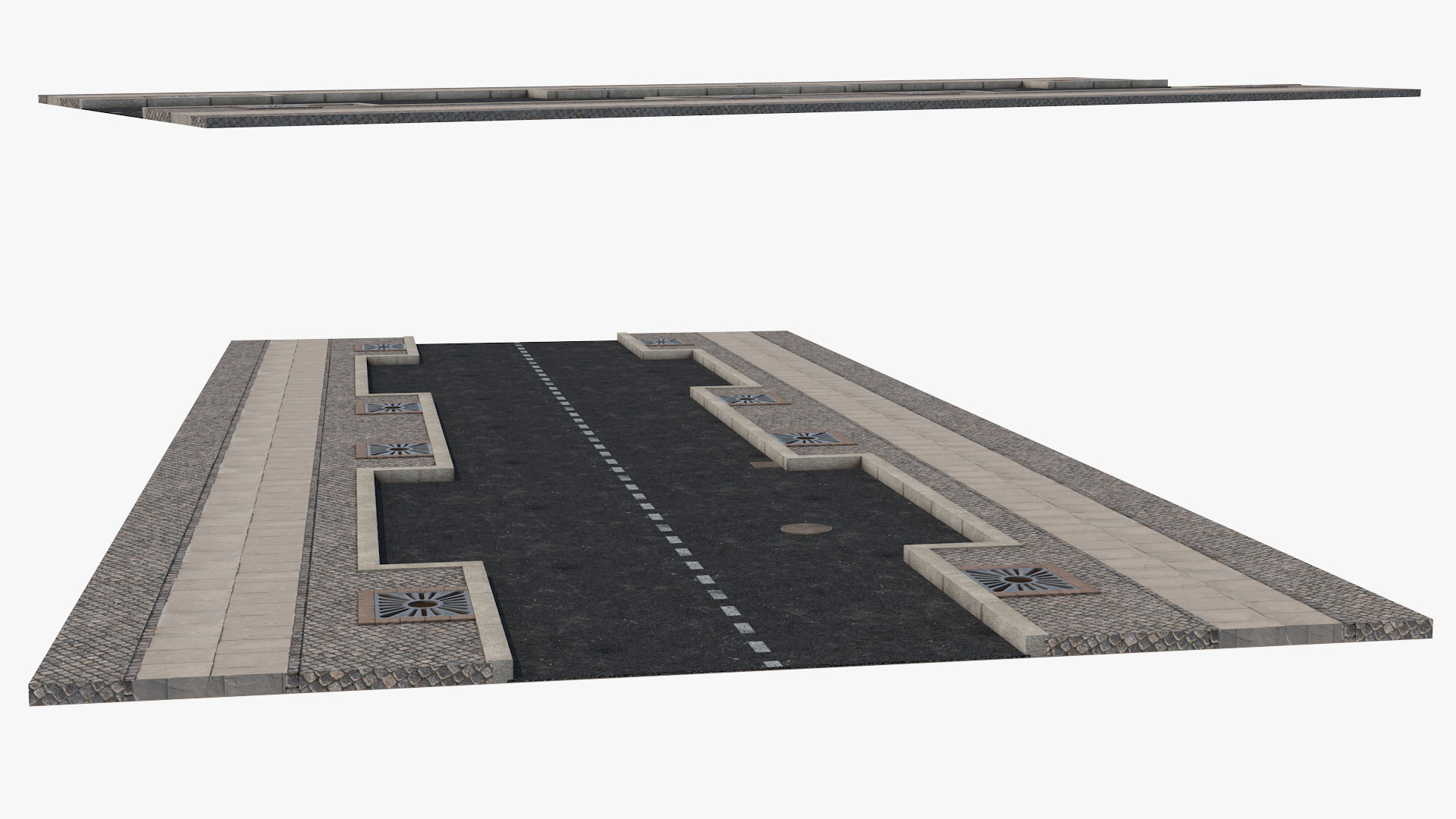 3D Street Fragment Asphalt model