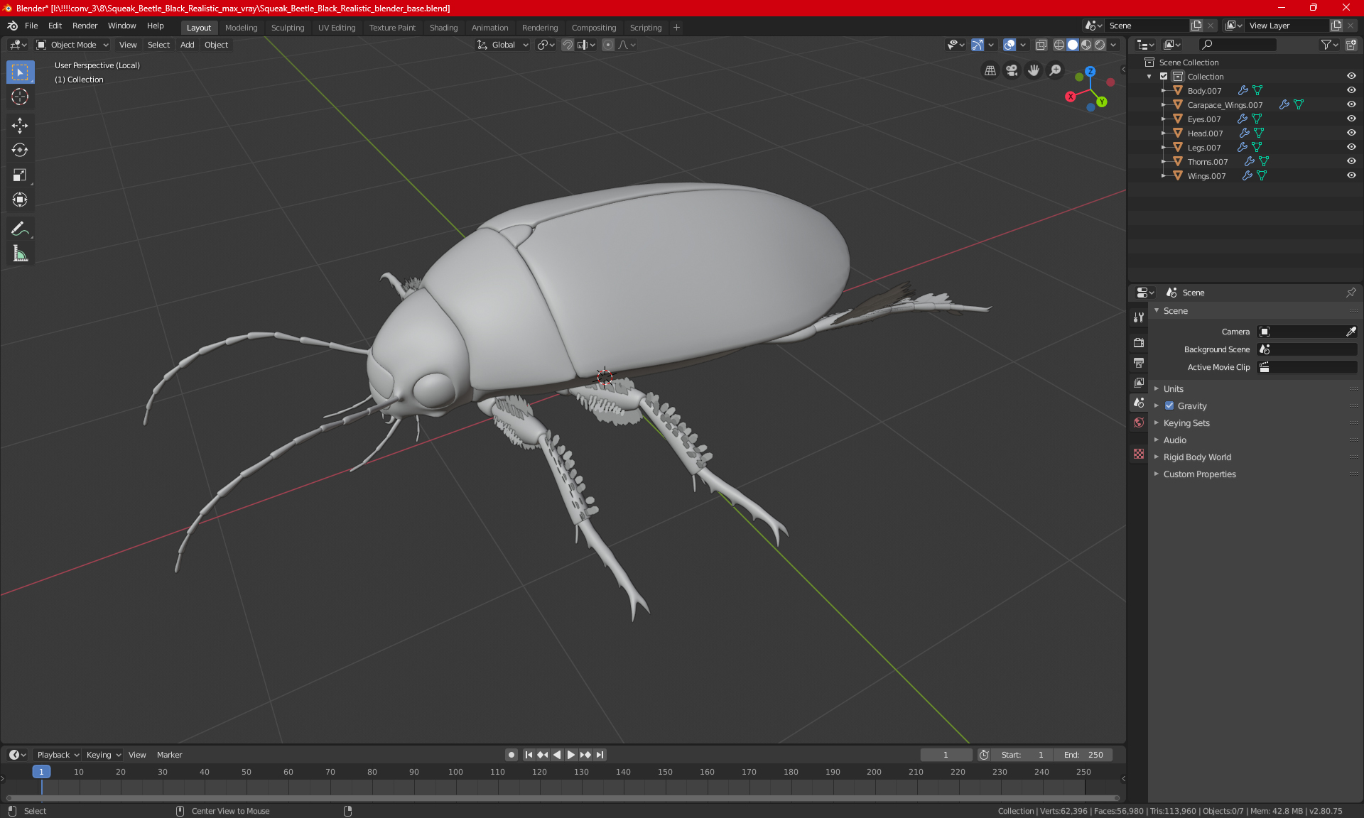 Squeak Beetle Black Realistic 3D model