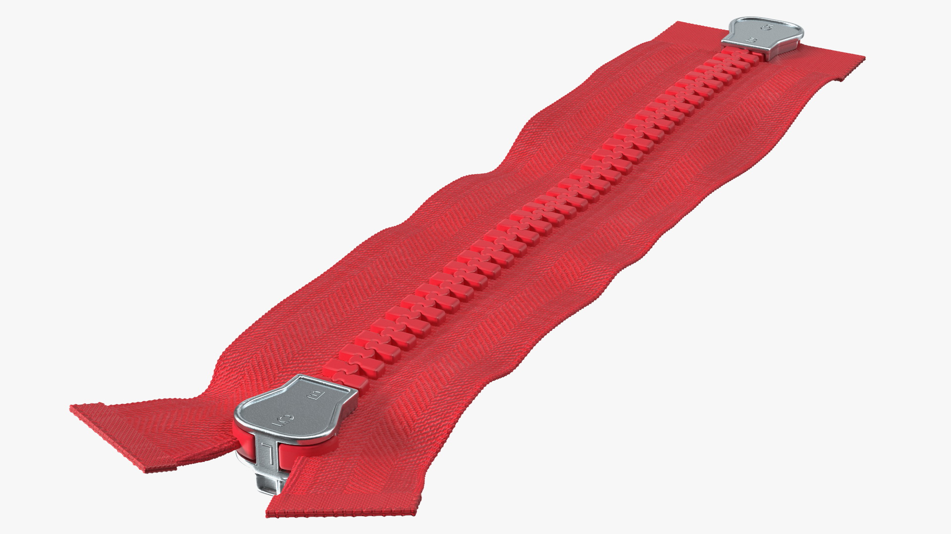 3D model Two Way Zipper Closed Red