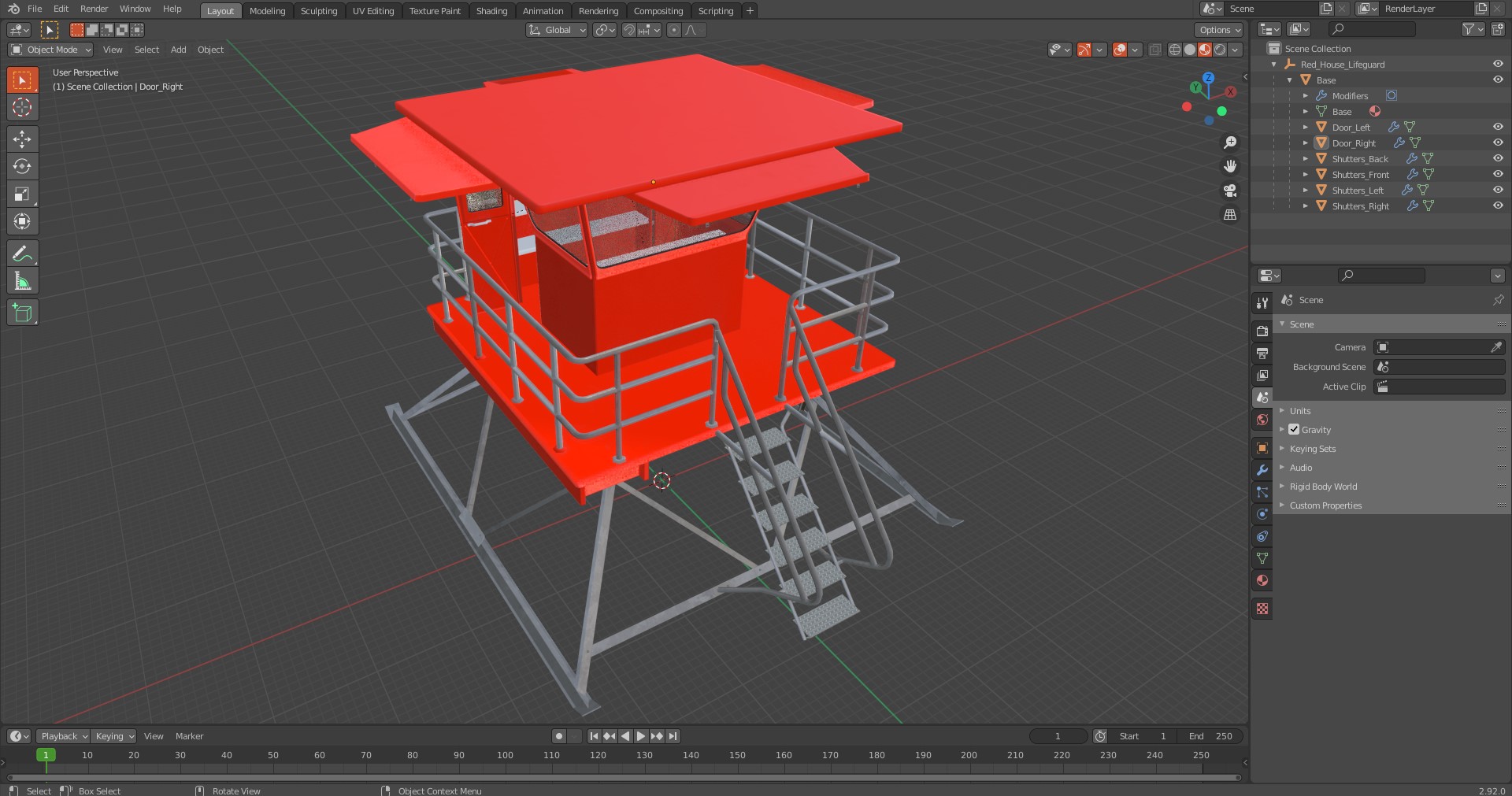 Red House Lifeguard 3D model