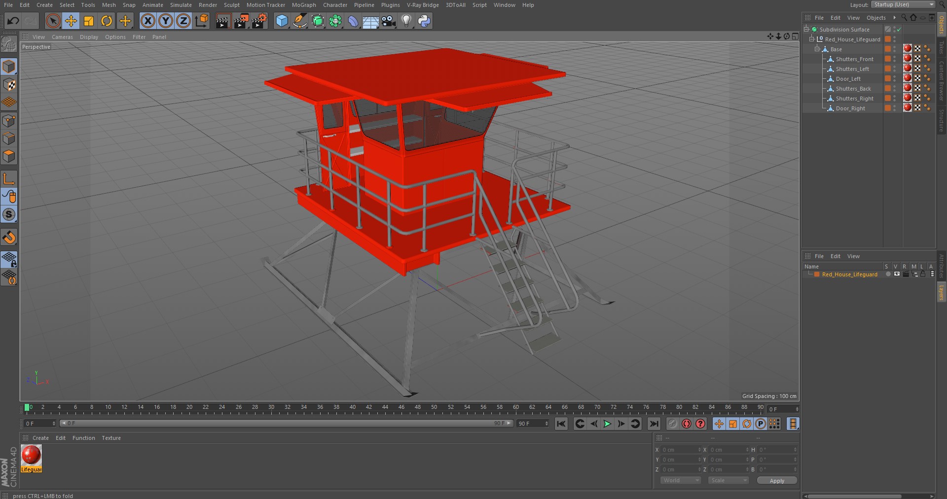 Red House Lifeguard 3D model