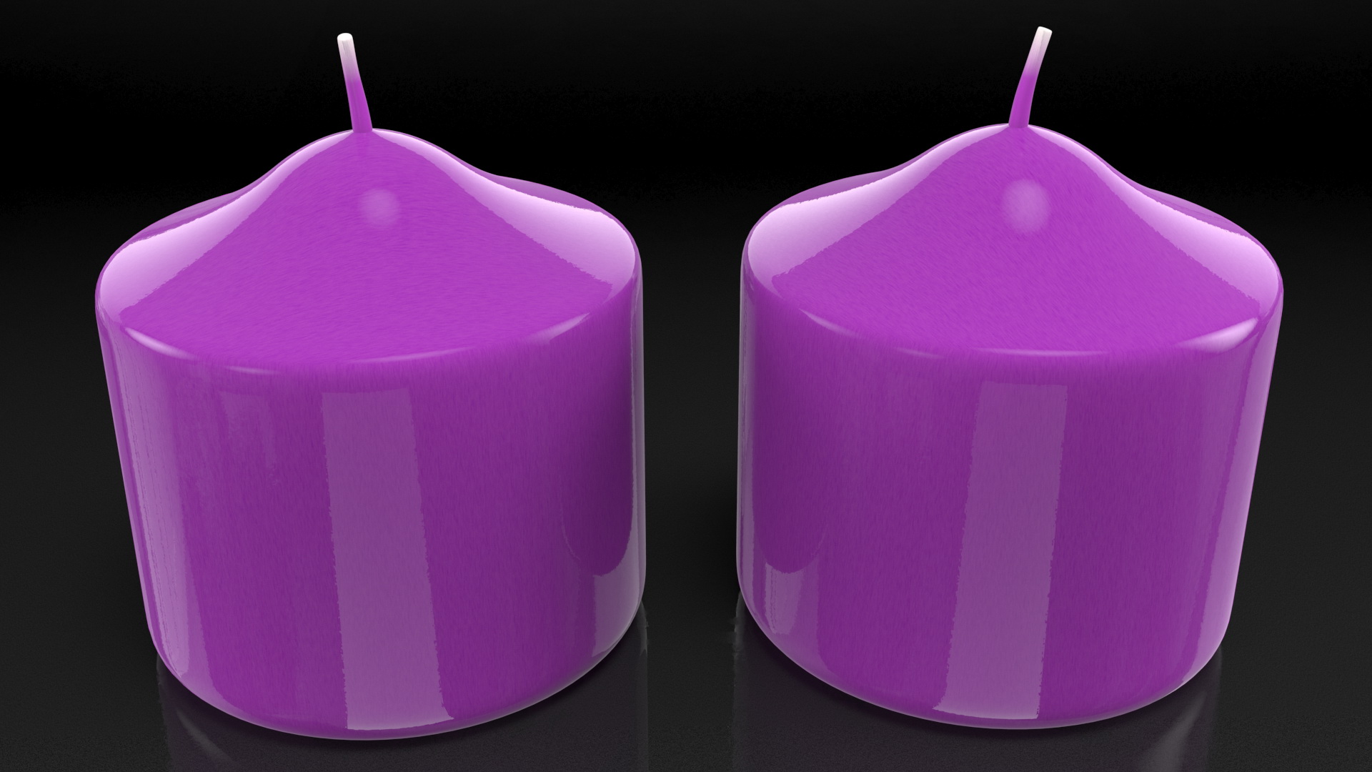 3D Wide Altar Pillar Candle Purple