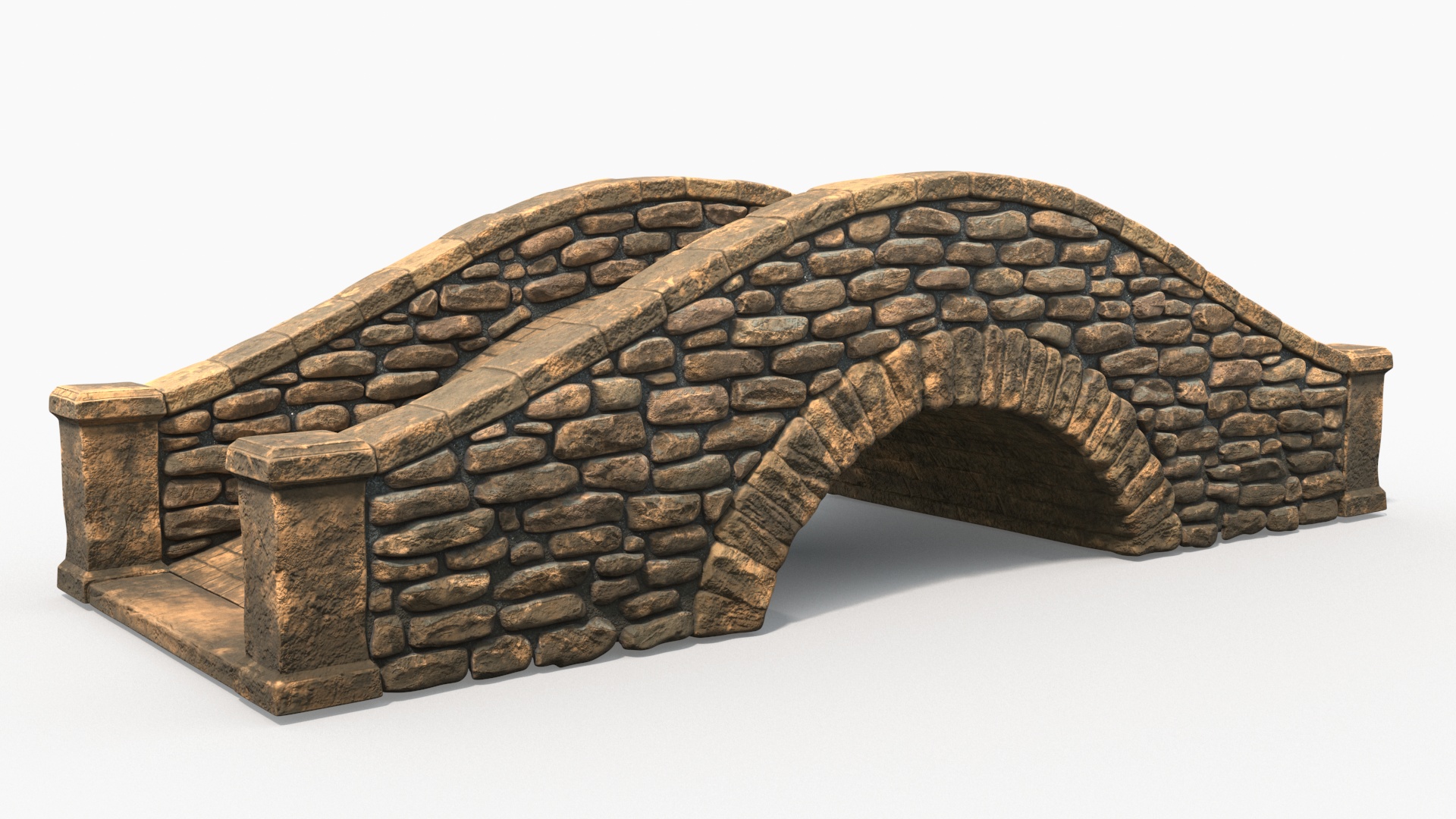 Small Stone Arch Bridge Brown 3D model