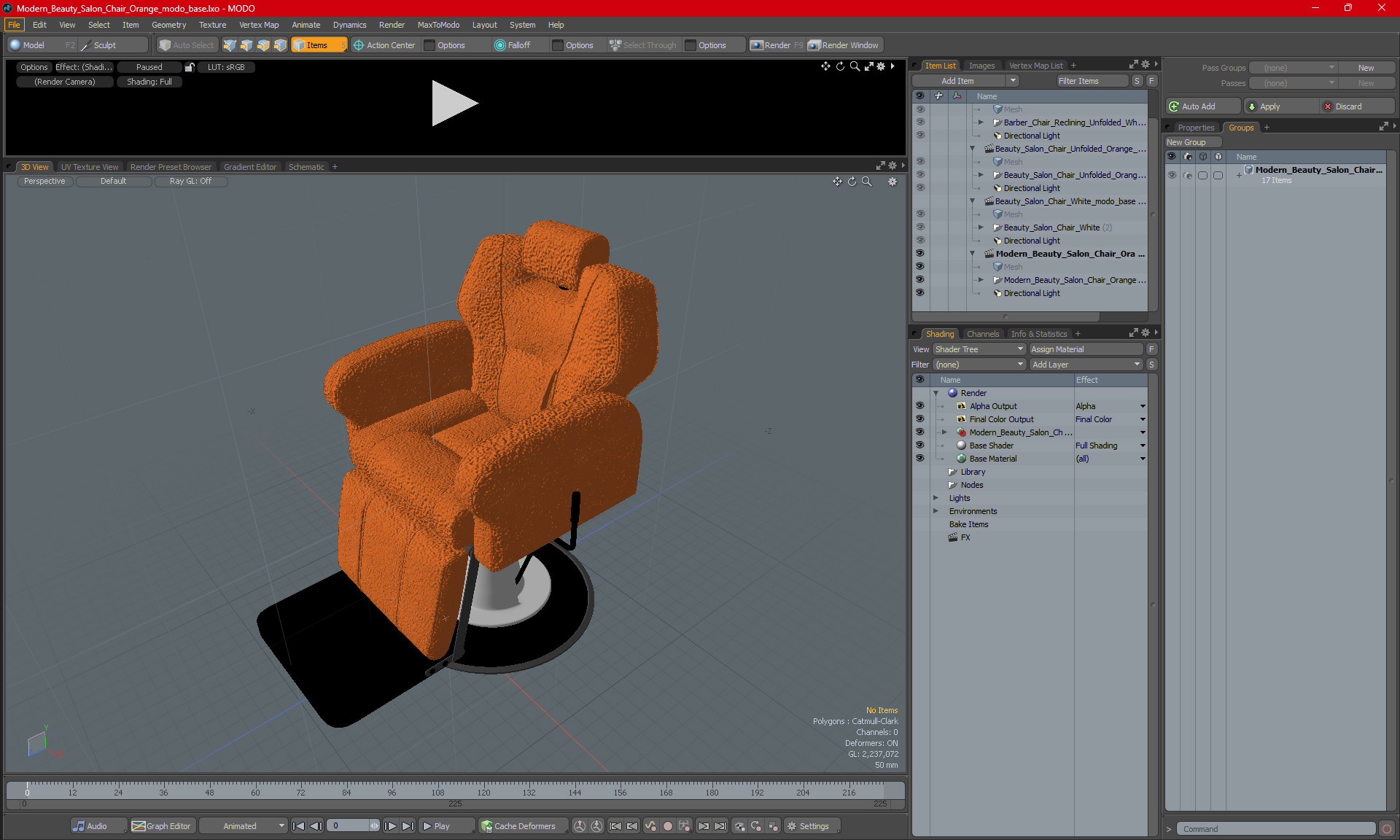 Modern Beauty Salon Chair Orange 3D