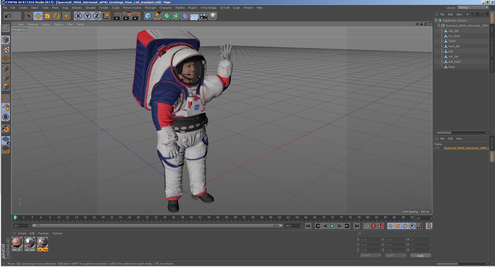 Spacesuit NASA Astronaut xEMU Greetings Pose 3D model