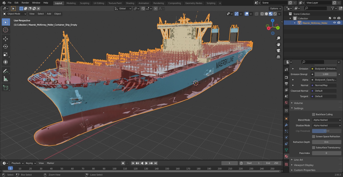 3D Maersk McKinney Moller Container Ship Empty model