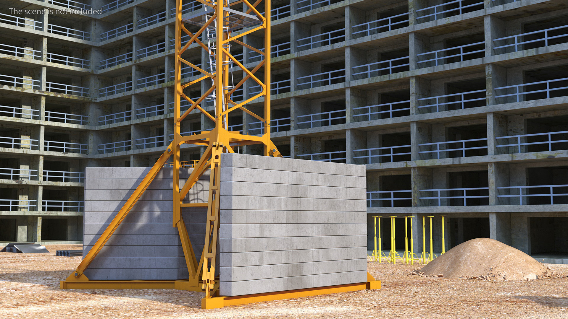 Tower Crane with Concrete Bucket 3D