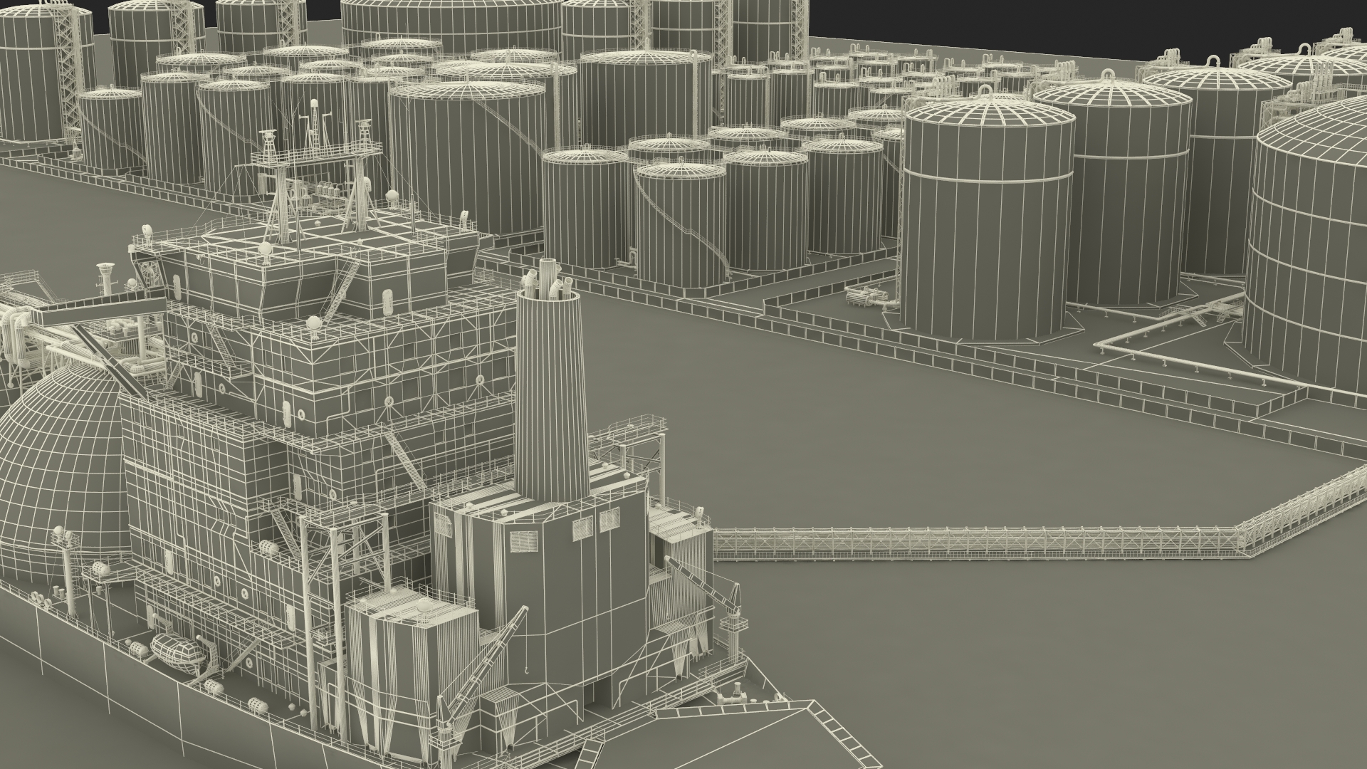 LNG Terminal with Gas Carrier Ship 3D model