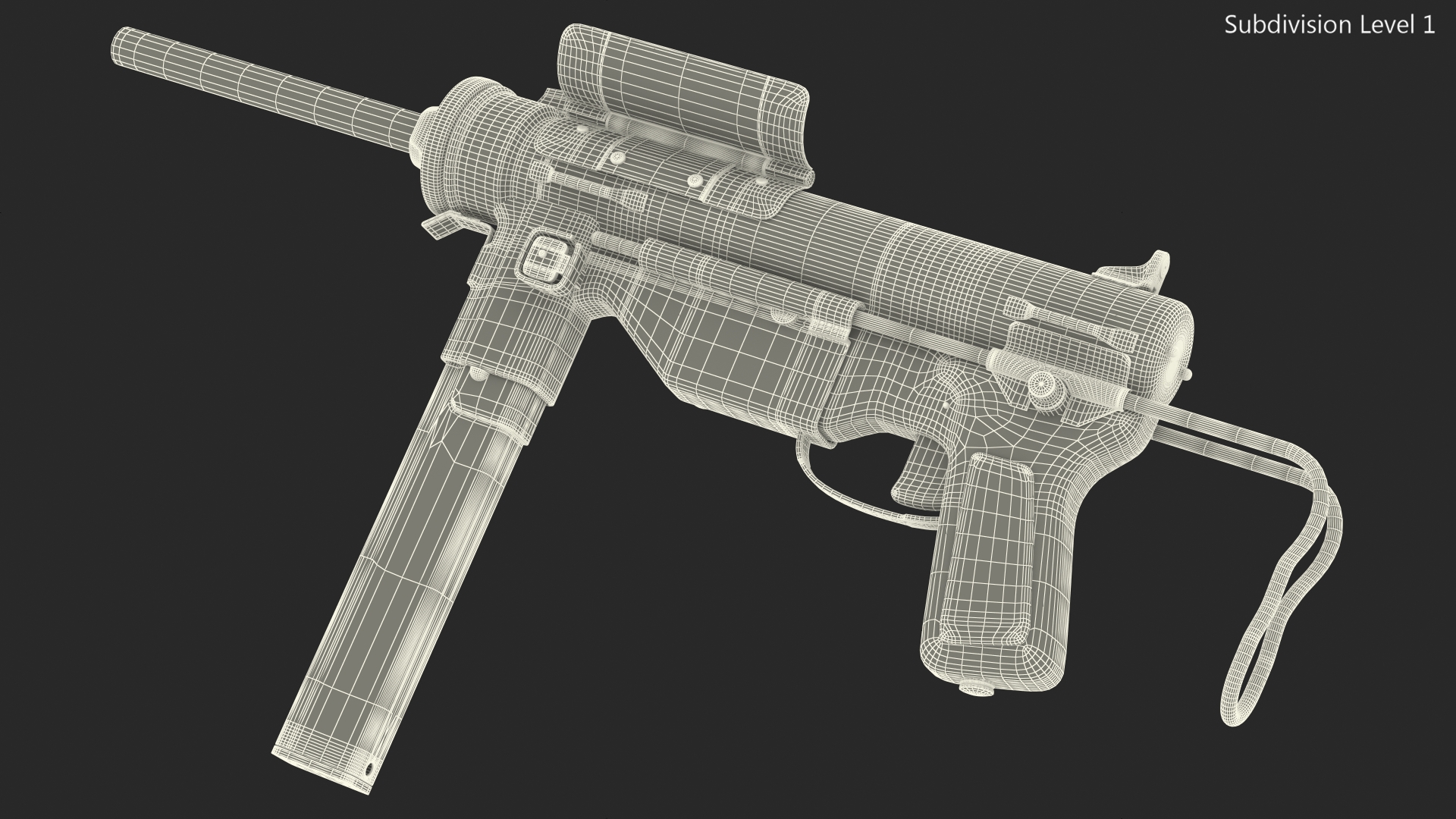 M3 Grease Gun Submachine Gun 45 Caliber 3D model