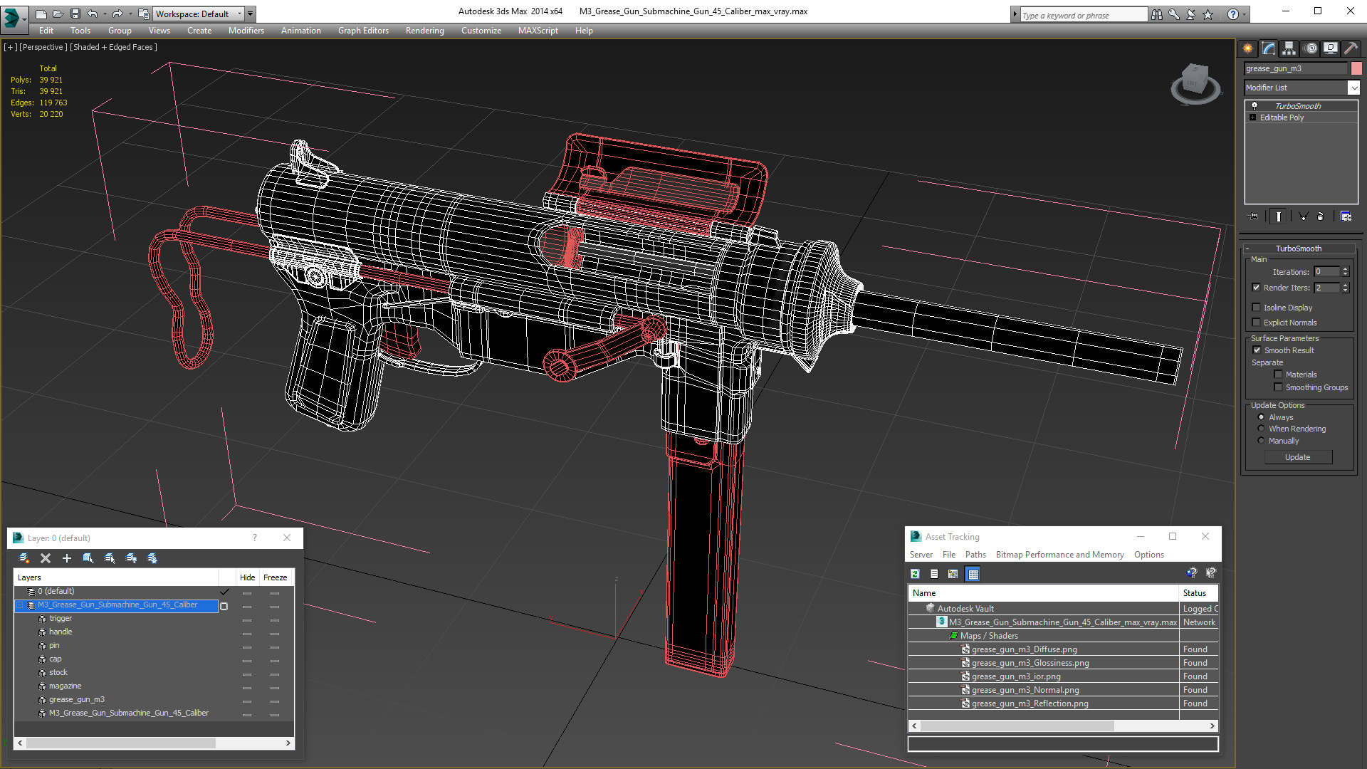 M3 Grease Gun Submachine Gun 45 Caliber 3D model