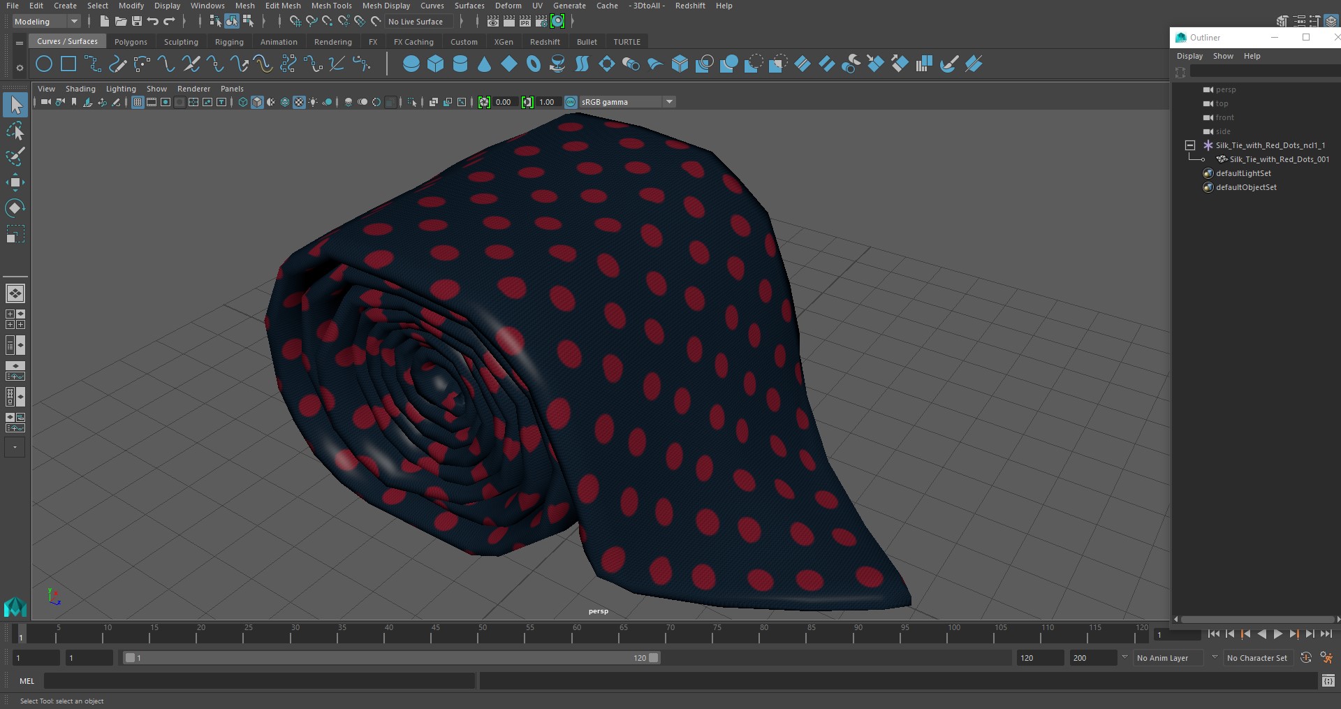 Silk Tie with Red Dots 3D