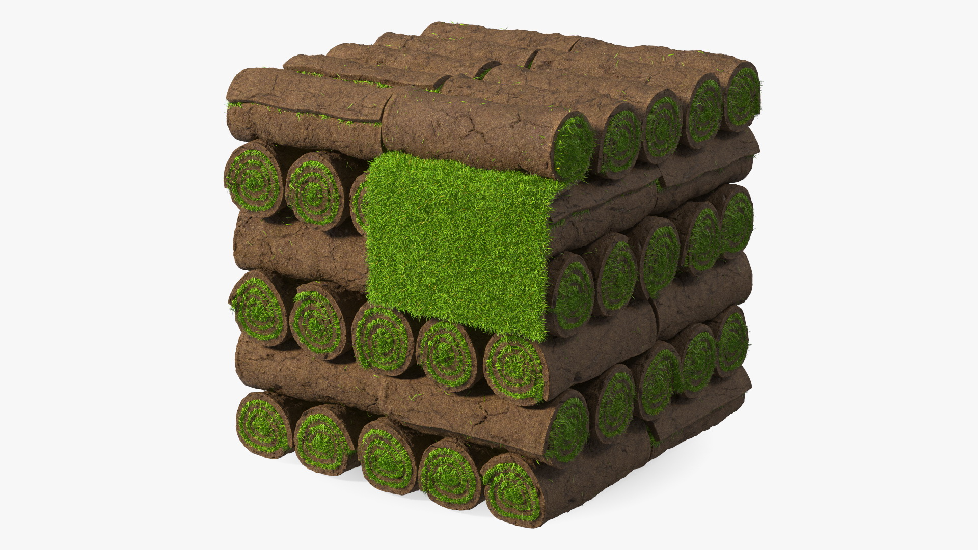 3D Rolled Lawn Big Stack