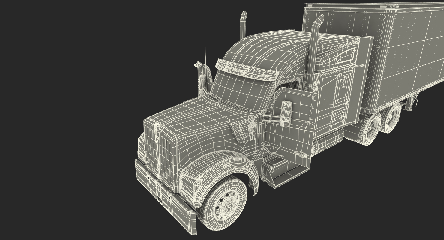 Truck Kenworth W990 with Semi Trailer 3D