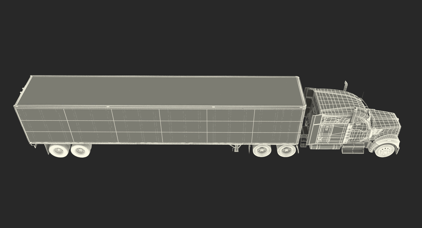 Truck Kenworth W990 with Semi Trailer 3D