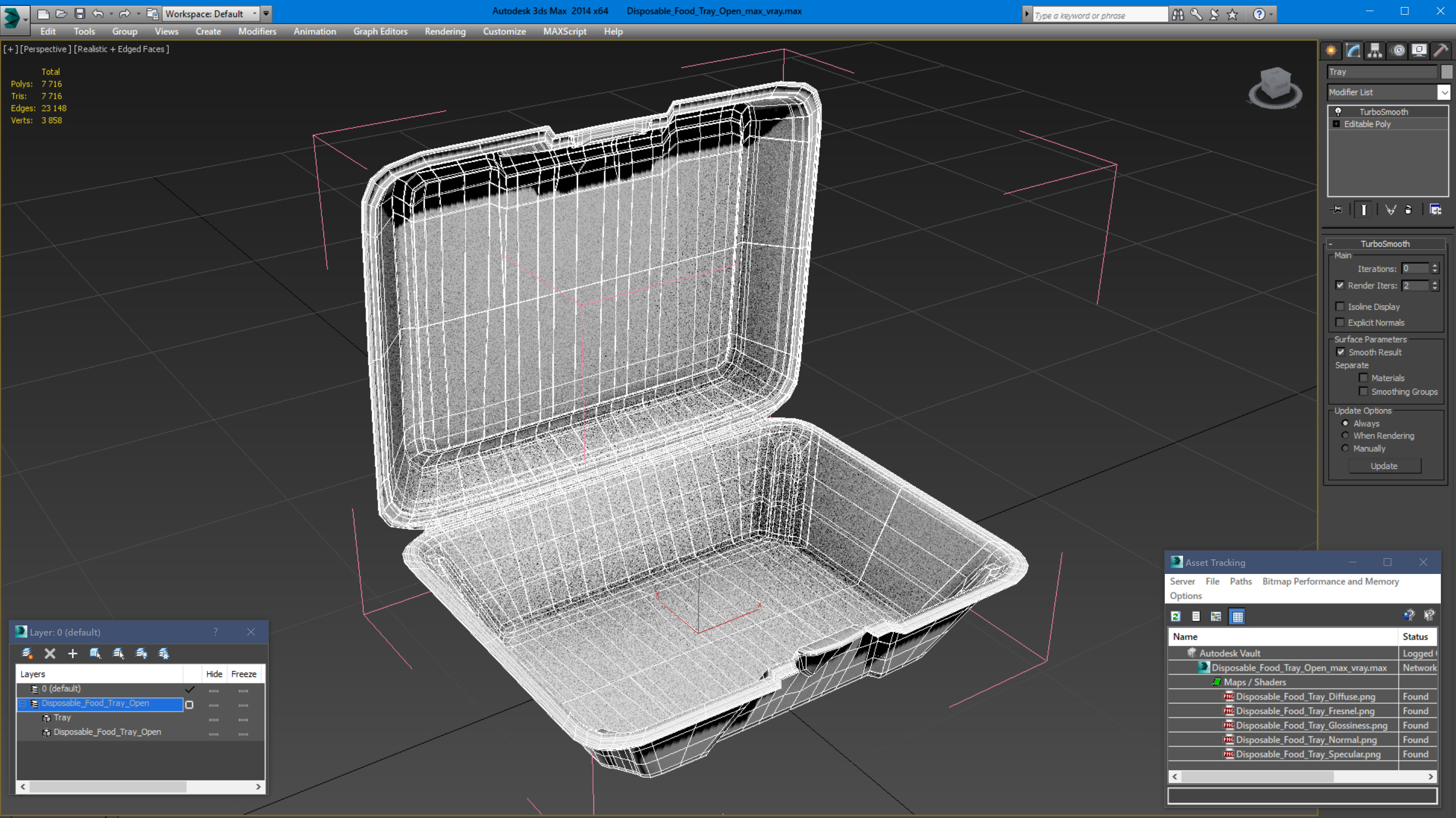 3D model Disposable Food Tray Open